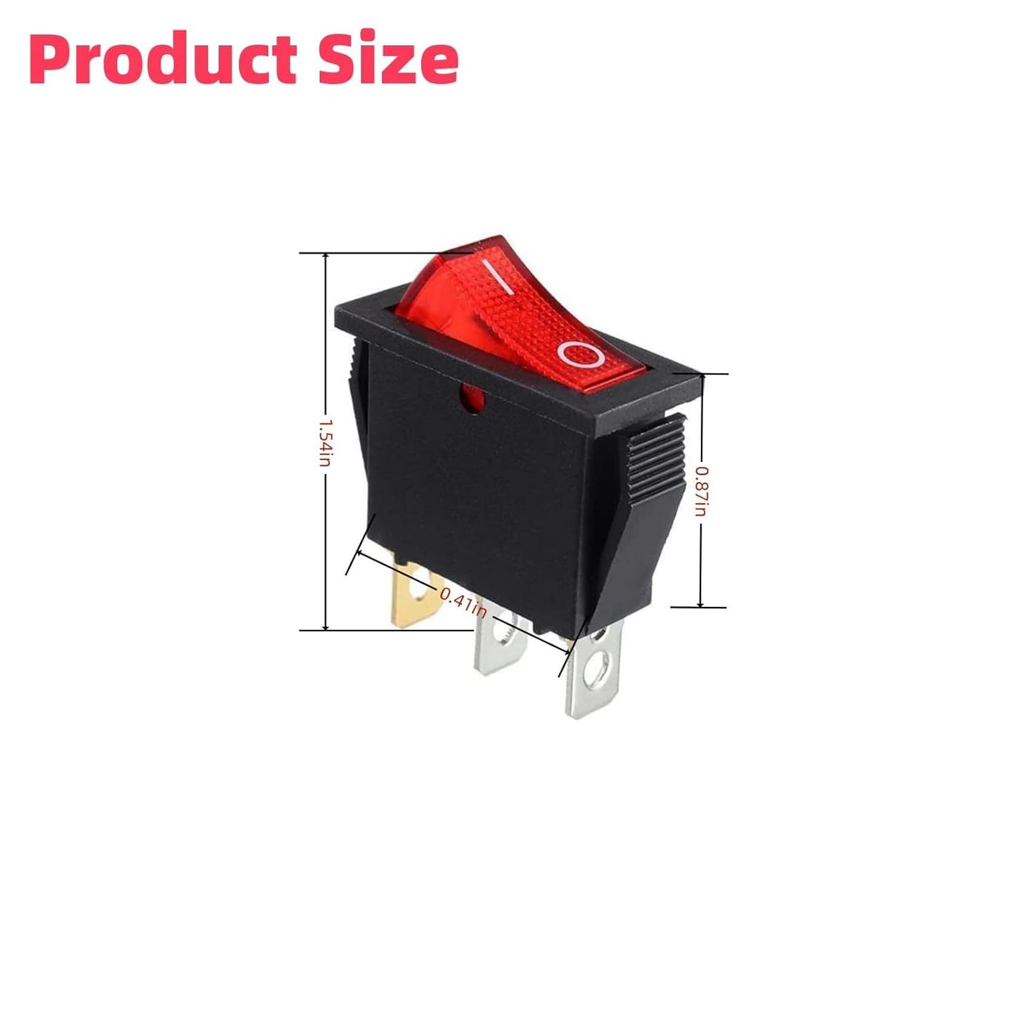 120927-24 120 Volt Lighted On Off Rocker Switch with 3 Prong Plug Replacement for FMI Desa Electric Fireplaces 28785 29-159-1 DRH-1215 1E4 T125 DRH1215 1E4T125 (4-Pack)