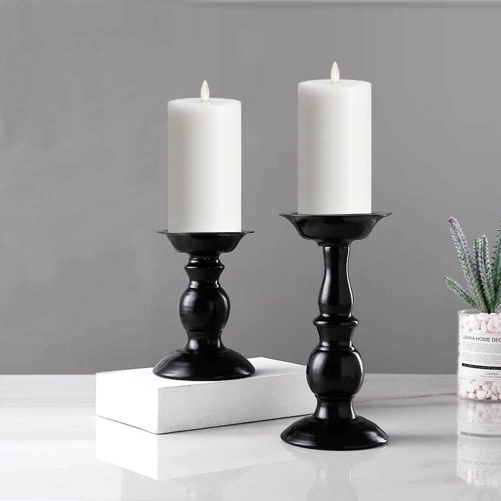 Jolnyus 3"x6" White Flameless Candles Set of 2 Flickering LED Candles Battery Operated with Remote Control Timers for Concert Fireplace Livingroom Party Dimmable Pillar Candles Flat top