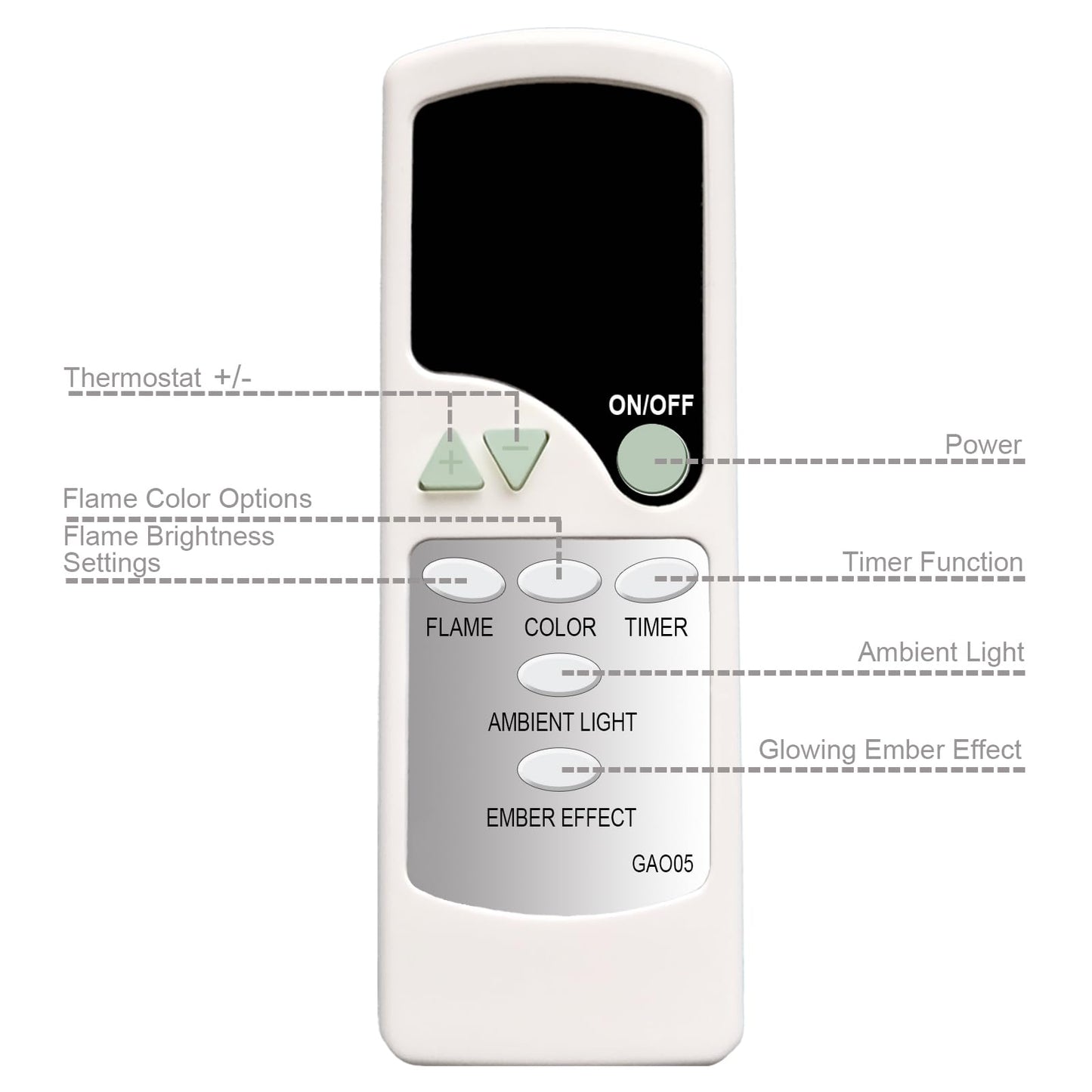 Replacement Remote Control for Real Flame Electric Fireplace 9220E-AGR 9220E-CHIC 9220E-W 5910E 6030E 6030E-W 5950E 1750E 3750E-O 3750E-DE 3750 3750E 3850E-TFE 2770E 7330E 7720E 7740E 7930E