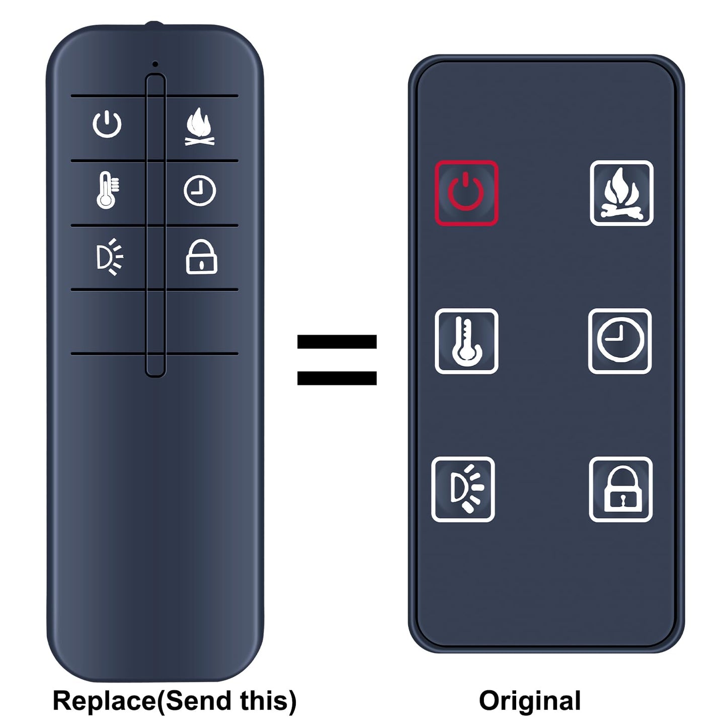 Replacement Remote Control Compatible with Febo Flame Electric Fireplace Heater ZHS-36-A 15IN-36-095 F15-C-029-088