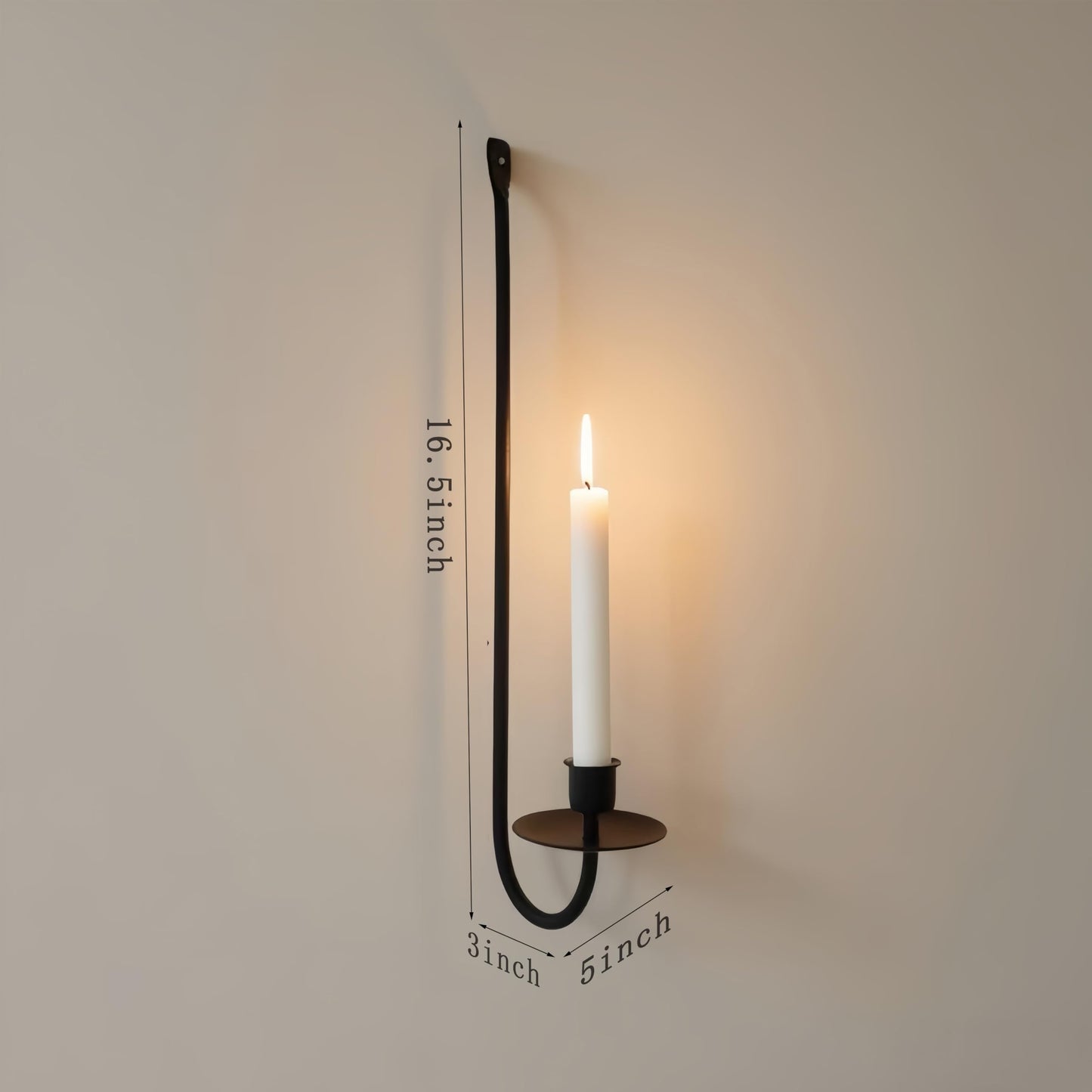 Remenna Metal Wall Candle Sconce Holder Set of 2 Wall Mount Candle Holders Modern Wall Candle Sconces Hanging for Living Room Farmhouse Fireplace Wedding 16.5"×5"×3" (Black)