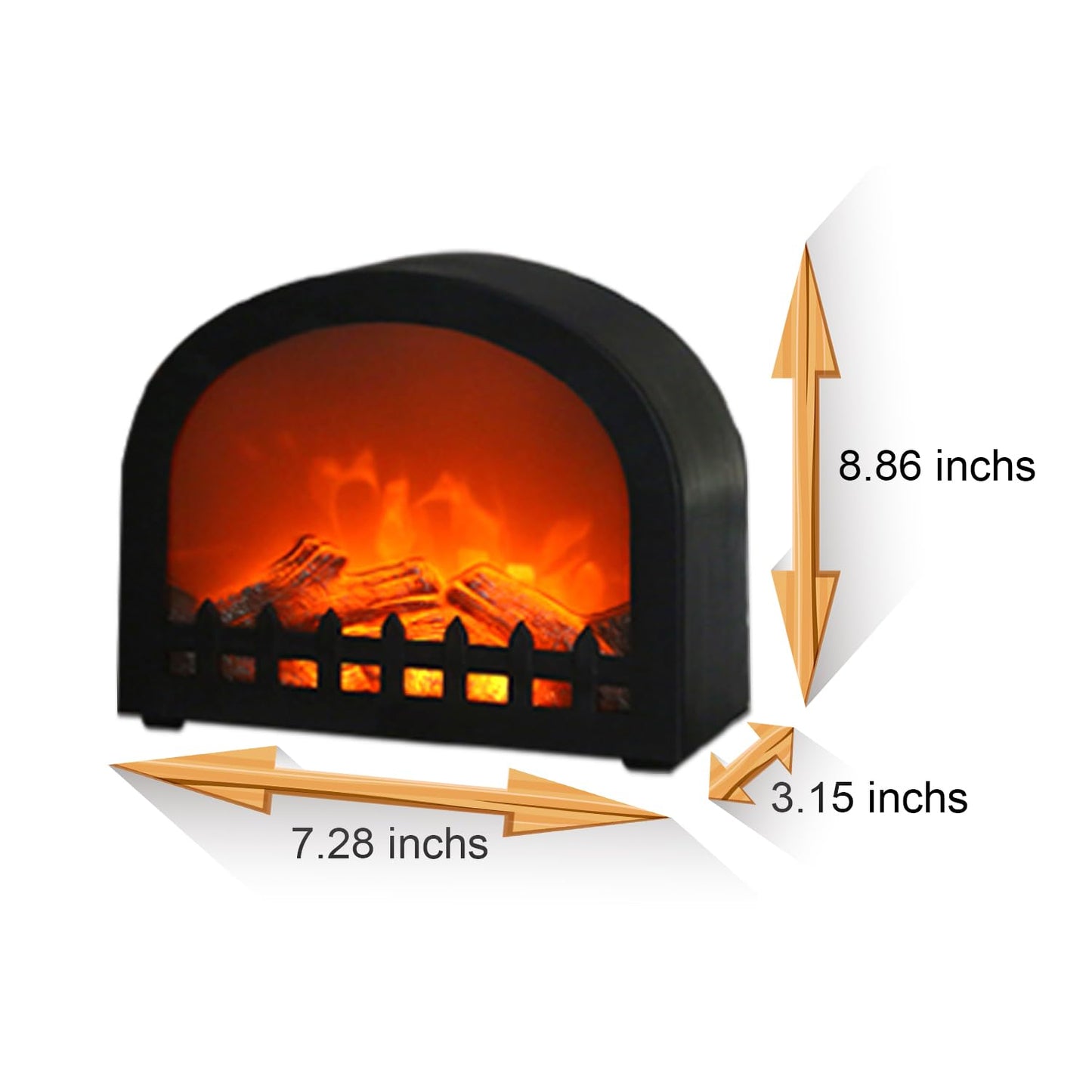 WowWarm Fireplace Lanterns Decorative, Small Fake Fireplace for Indoor/Outdoor, Flame Effect LED Lamp, Battery Operated/USB (No Heater Function)