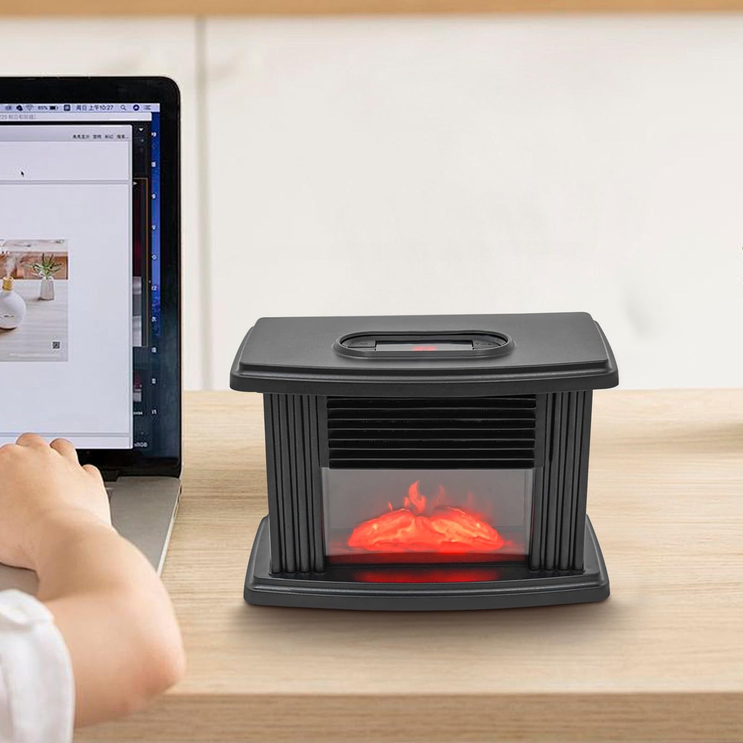 Mini 1000W 3D Electric Fireplace,Portable Electric Fireplaces,Freestand Practical Heater Flame Stove Realistic Effects for Living Rooms, Bedrooms, Basements,RVs, Offices