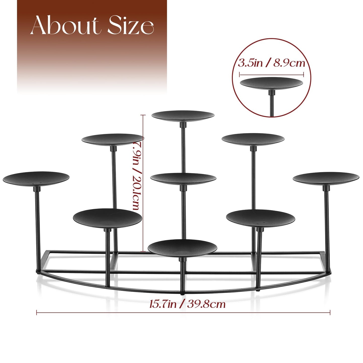 Candeldo Candelabra Fireplace Candle Holder: Black Metal Pillar Candle Holders for Inside Fireplace Mantle Decor Floor Candelabras Table Centerpiece