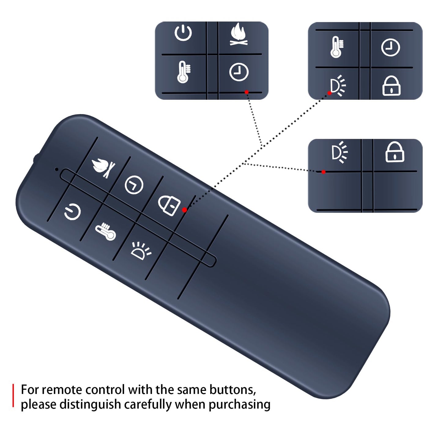 Replacement Remote Control Compatible with Febo Flame Electric Fireplace Heater ZHS-36-A 15IN-36-095 F15-C-029-088