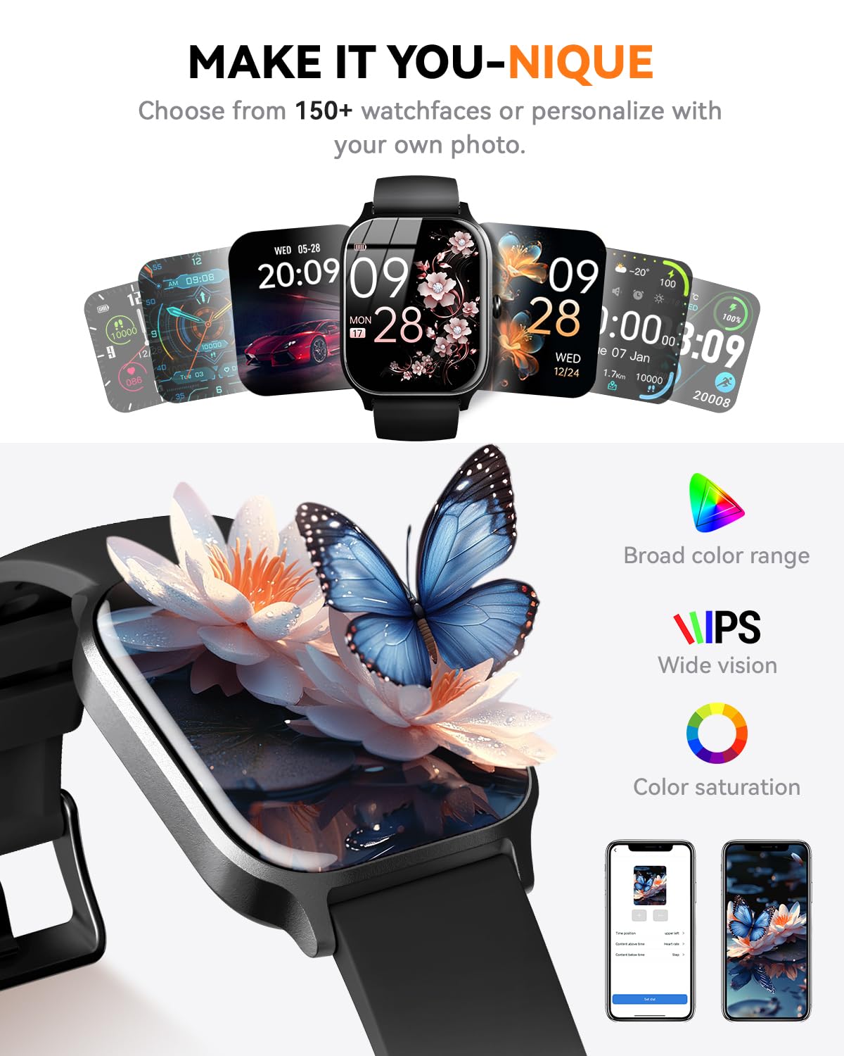 paybay Smart Watch for Women Men,(Answer/Make Call) 1.83'' HD Screen Fitness Activity Tracker Smartwatch for Android iPhone iOS Compatible,IP68 Waterproof Step Counter with Sleep Monitor