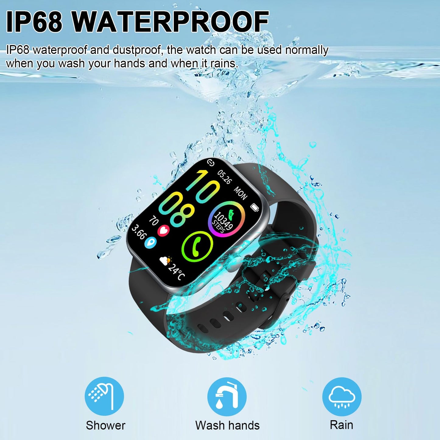 Smart Watch (Answer/Make Calls), 1.96"HD Smartwatch for Men Women 113+ Sport Modes, Activity Tracker with Heart Rate Monitor, Sleep Trackers, Pedometer, IP68 Waterproof Fitness Watch for Android iOS