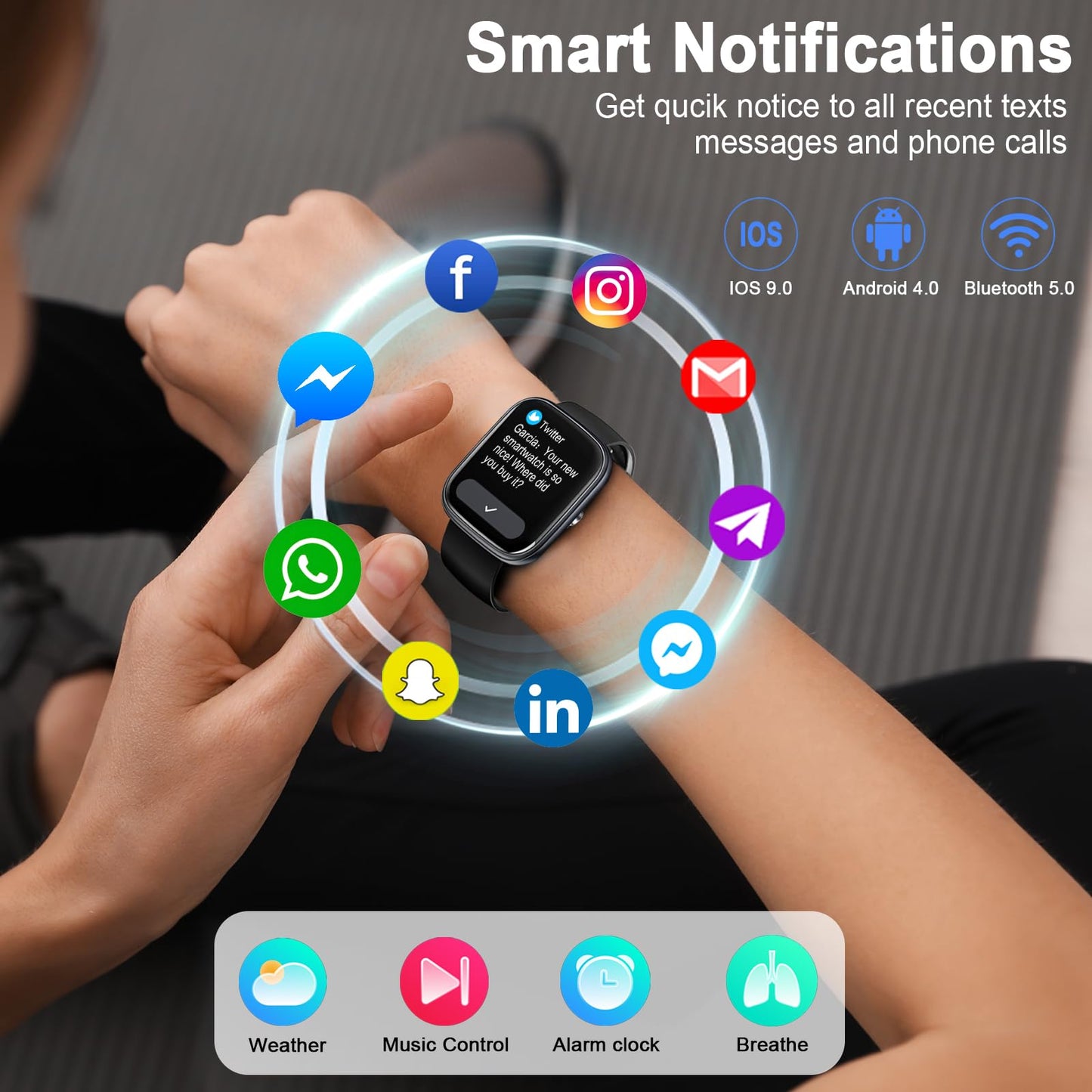 Dyurwa Smart Watch, 1.91" HD Smartwatch for Men Women (Answer/Make Call), 2025 Fitness Watch Heart Rate/Activity/Step/Sleep Monitor, IP68 Waterproof 110+ Sport Mode, Step Counter Black