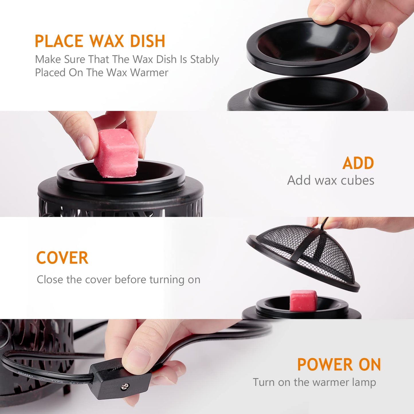 NAFANG Fireplace Wax Warmer,Full Metal Wax Melt Warmer for Scented Wax Melts,Electric Wax Warmer,Candle Wax Burner Fragrance Warmer for Home Office Gifts & Decor(Dustproof Glass)
