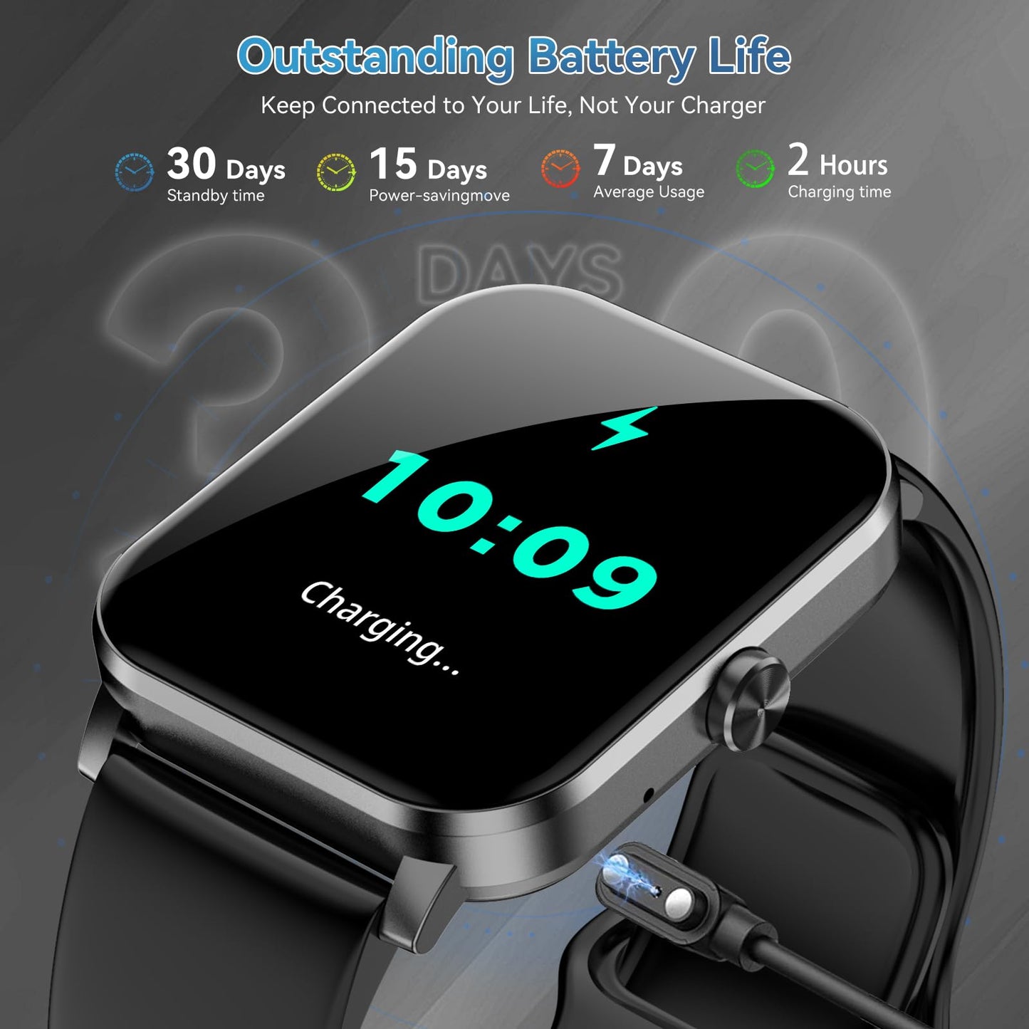 Smart Watch, 1.85" HD Smartwatch for Men Women (Answer/Make Calls), Fitness Watch with Heart Rate/Sleep/IP68 Waterproof/120+ Sports Modes, Pedometer, Android Smart Watch for Android iOS (Black)