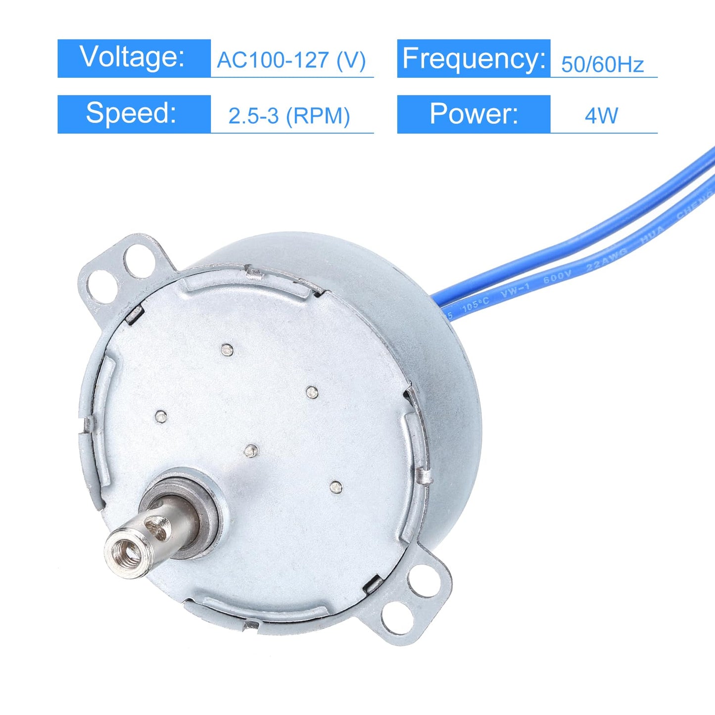 MECCANIXITY TYC-50 Small Synchronous Motor 100-127V AC 2.5-3RPM Shaft Rotation CW/CCW 4W Gear Motor, 8kgf.cm Reduction Ratio for Electric Fireplace