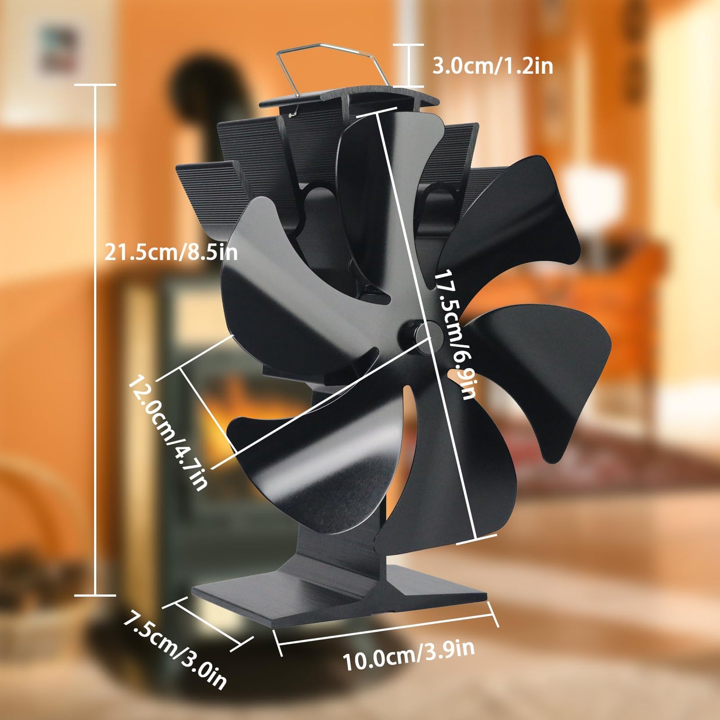 Tomersun Wood Stove Fan Heat Powered Stove Heater Fan Fireplace Fan for/Pellet/Wood Burner/Fireplace