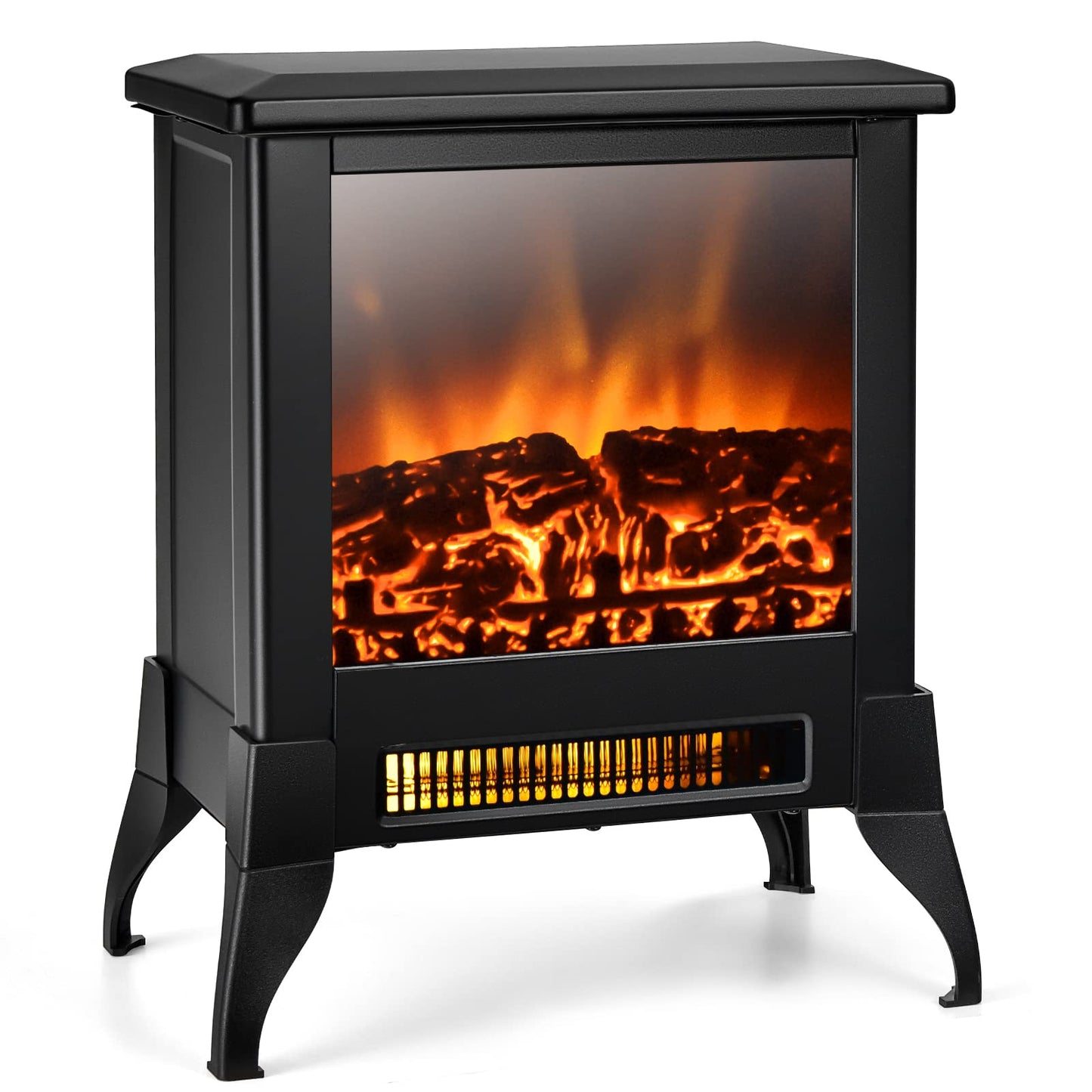 ORALNER Electric Fireplace Heater, 18" Tall Freestanding Fireplace Stove with Realistic 3D Flame Effect, Overheat Protection, Portable Fireplace for Living Room,Bedroom, 1400W, Black