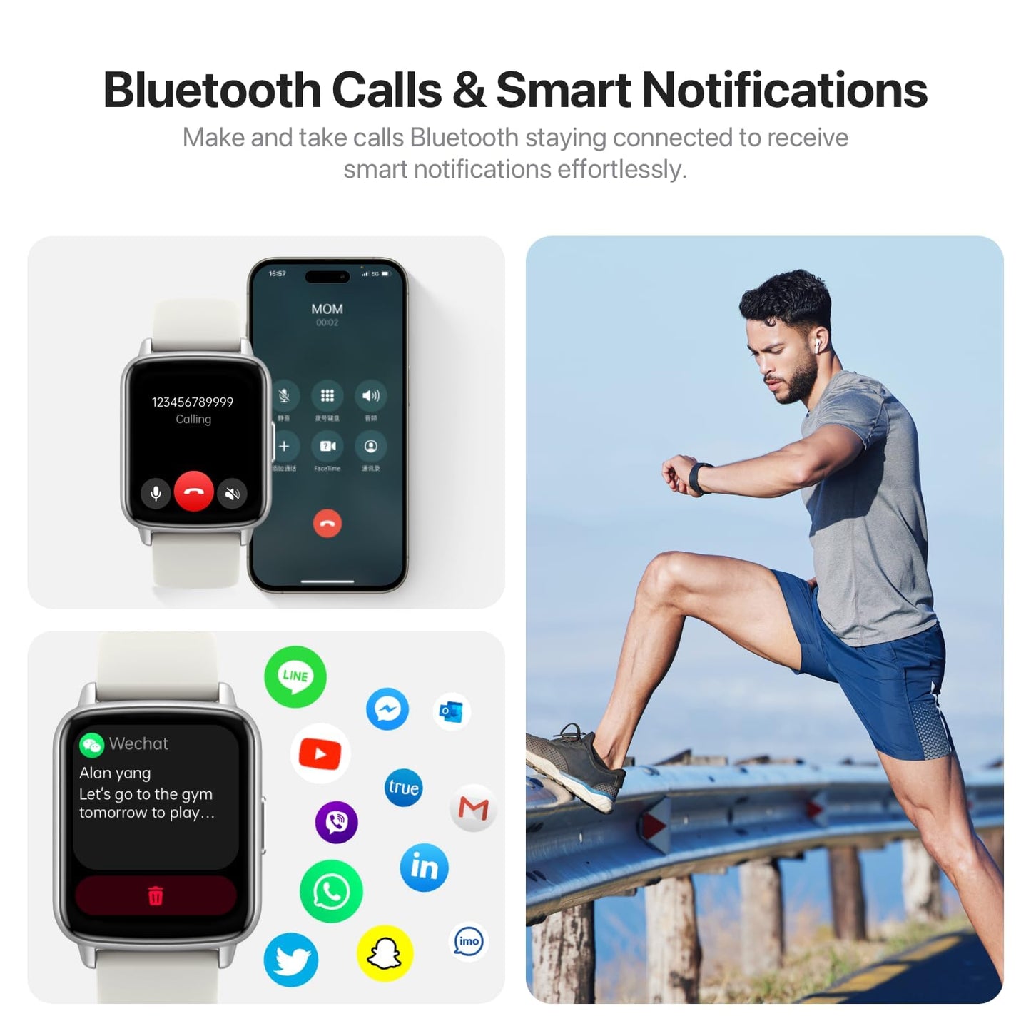 Smart Watch, 1.83"HD Smartwatches for Men Women, Fitness Watch with 100+Sports Modes/Heart Rate/Pedometer/Sleep Monitor,IP68 Waterproof Fitness Activity Tracker for Android iOS (Silver+Creamy White)