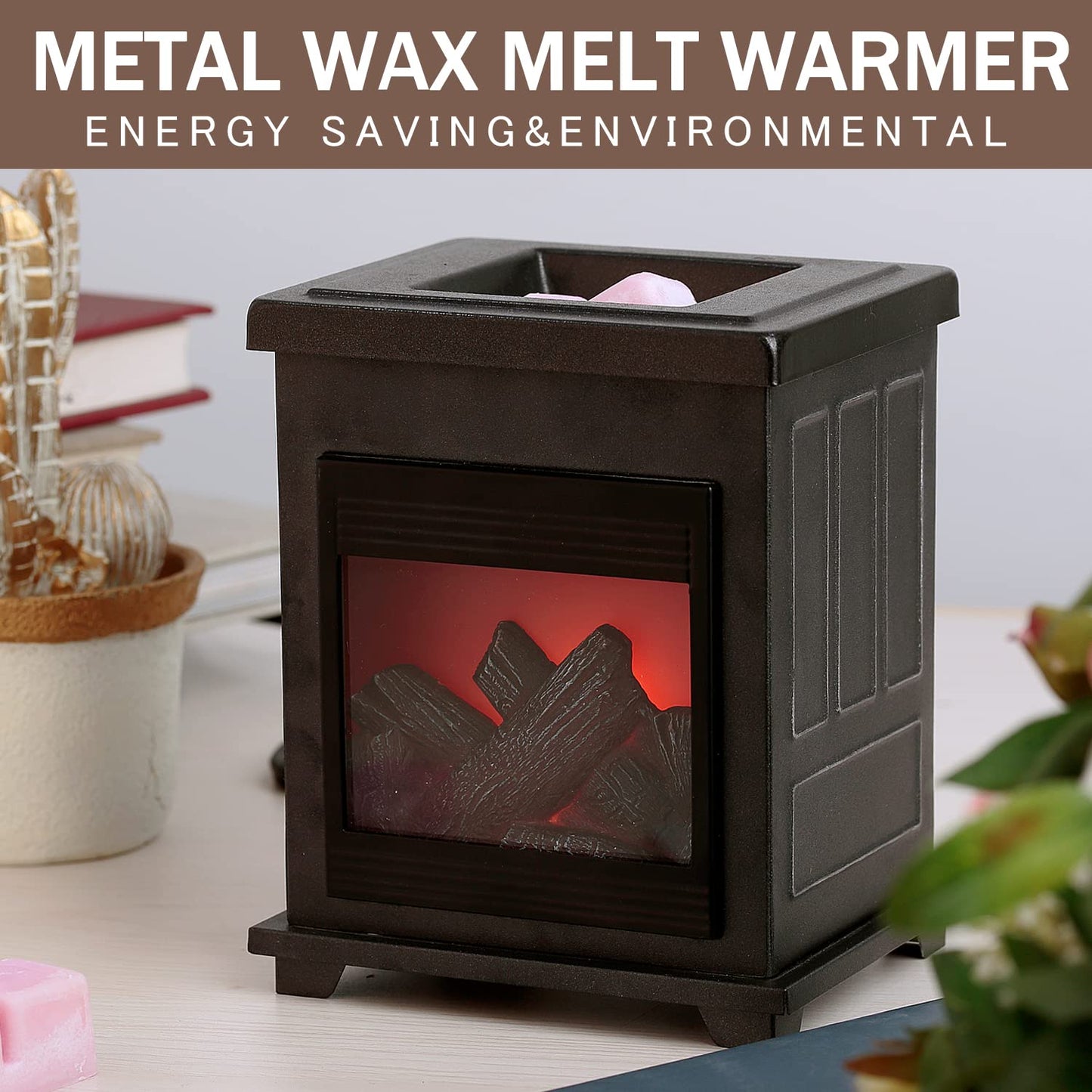NAFANG Fireplace Wax Warmer,Electric Wax Melt Warmer,Candle Wax Warmer for Scented Wax Melts,Metal Wax Melter,Wax Burner Fragrance Warmer for Home Office Gifts & Decor