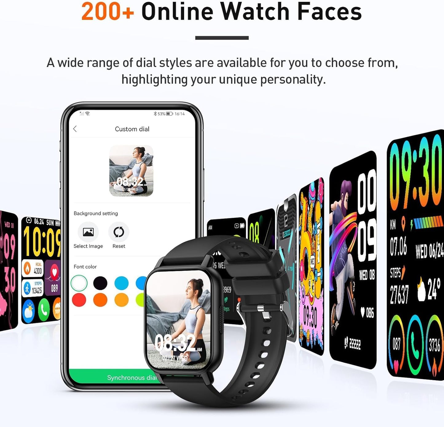 2025 Smart Watch for Men Women, 1.85" HD Touchscreen Fitness Tracker with Bluetooth Calling, Fitness Watch with 110+ Sports Modes/Heart Rate/Sleep Monitor, IP68 Waterproof Smartwatch for Android iOS