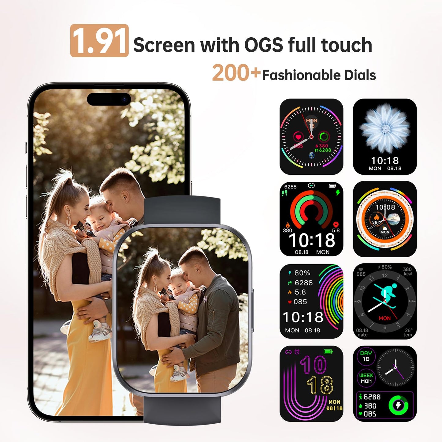 2025 Smart Watches for Men Women, Answer/Make Call, 1.91"HD Screen Fitness Watch with Sleep Monitor/Heart Rate/SpO2, Activity Tracker 140+Sport Modes, IP68 Waterproof, Smart Watch for Android iOS