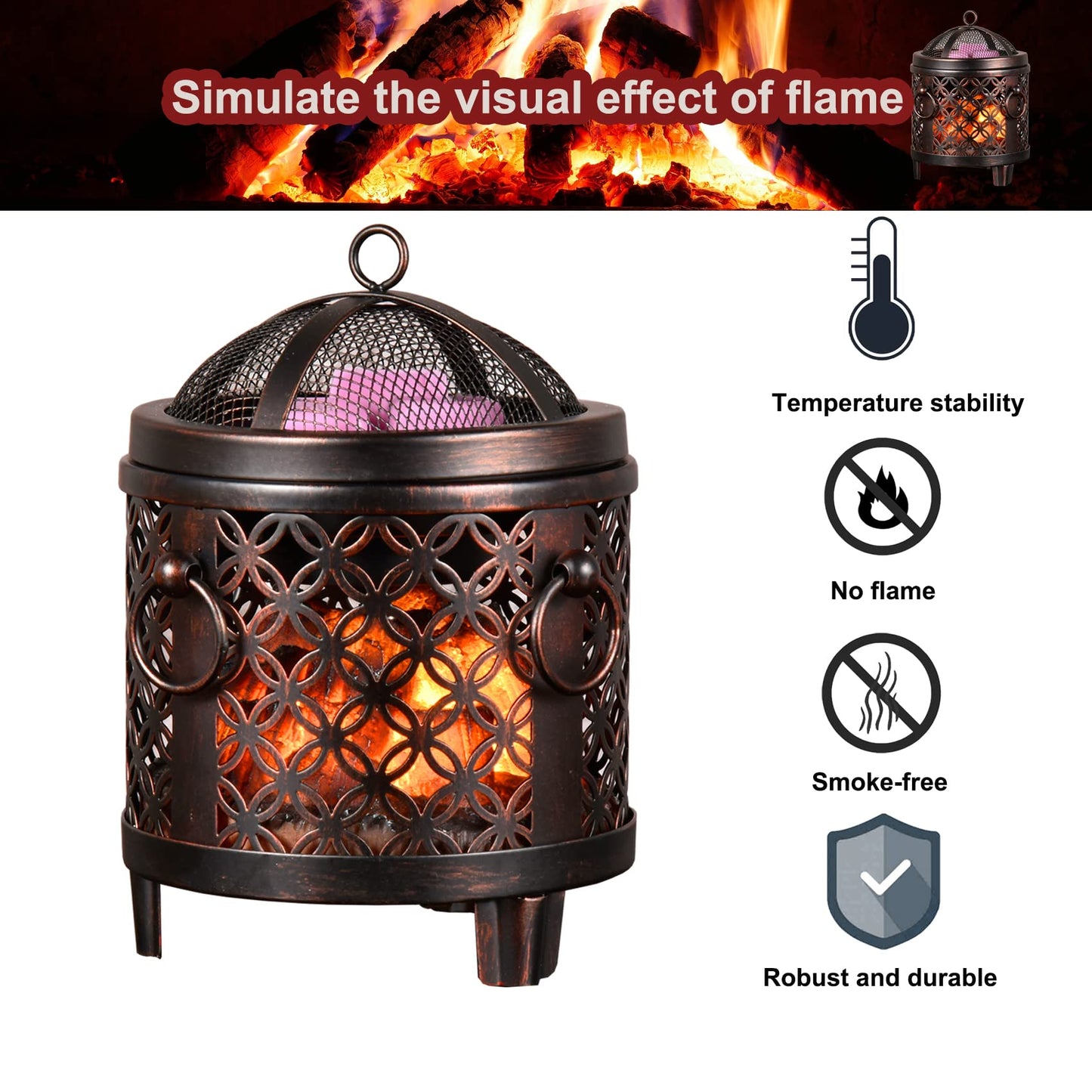 Lovelylly Wax Melt Warmer,4-in-1 Fireplace Wax Warmer,Scentsy Wax Warmer for Scented Wax Cubes and Tarts or Fragrance Oils,Wax Burner for Home Office Bedroom Aromatherapy Presents& Décor(Copper Coin)