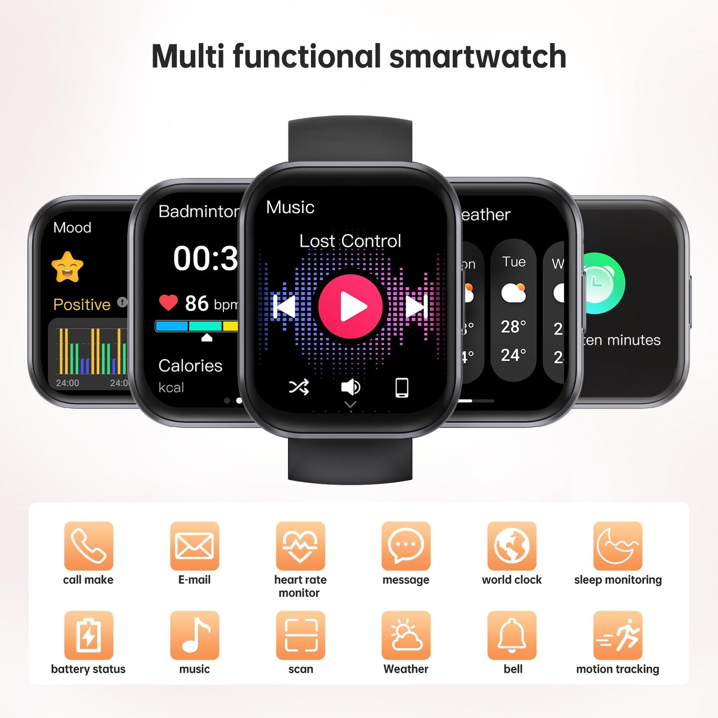 2025 Smart Watches for Men Women, Answer/Make Call, 1.91"HD Screen Fitness Watch with Sleep Monitor/Heart Rate/SpO2, Activity Tracker 140+Sport Modes, IP68 Waterproof, Smart Watch for Android iOS