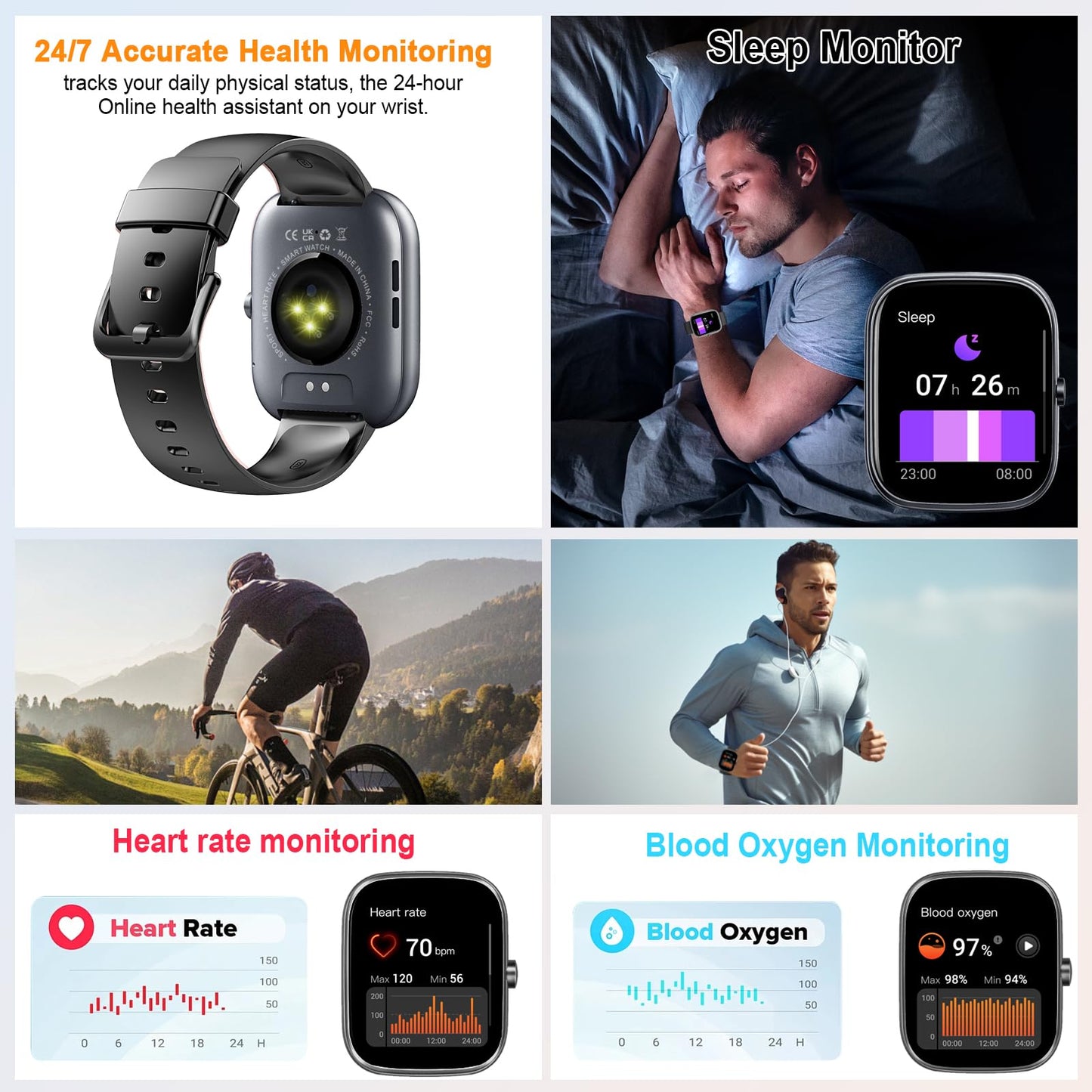 Dyurwa Smart Watch, 1.91" HD Smartwatch for Men Women (Answer/Make Call), 2025 Fitness Watch Heart Rate/Activity/Step/Sleep Monitor, IP68 Waterproof 110+ Sport Mode, Step Counter Black