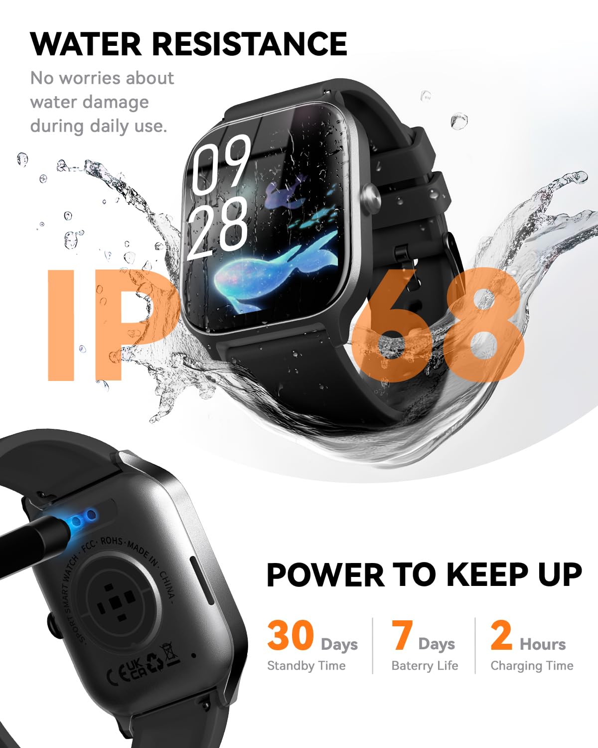 paybay Smart Watch for Women Men,(Answer/Make Call) 1.83'' HD Screen Fitness Activity Tracker Smartwatch for Android iPhone iOS Compatible,IP68 Waterproof Step Counter with Sleep Monitor