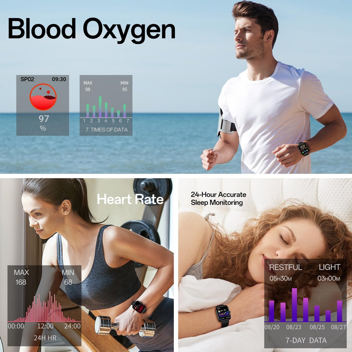 Smartwatch for Men Women(Answer/Make Call), 1.83" HD Touch Screen Smartwatch with Heart Rate/Sleep/Spo2 Monitor, Pedometer, IP68 Waterproof, 110+ Sport Modes, Fitness Tracker for Android iOS, Black