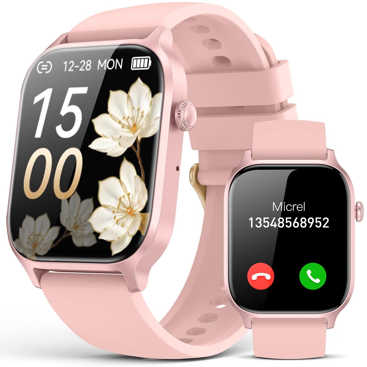 paybay Smart Watch for Men Women- Answer/Make Call, 2025 IP68 Waterproof Fitness Tracker Watch with Sleep Monitor Step Counter Activity Smartwatch for Andriod iOS Phones (Pink, 1.83)