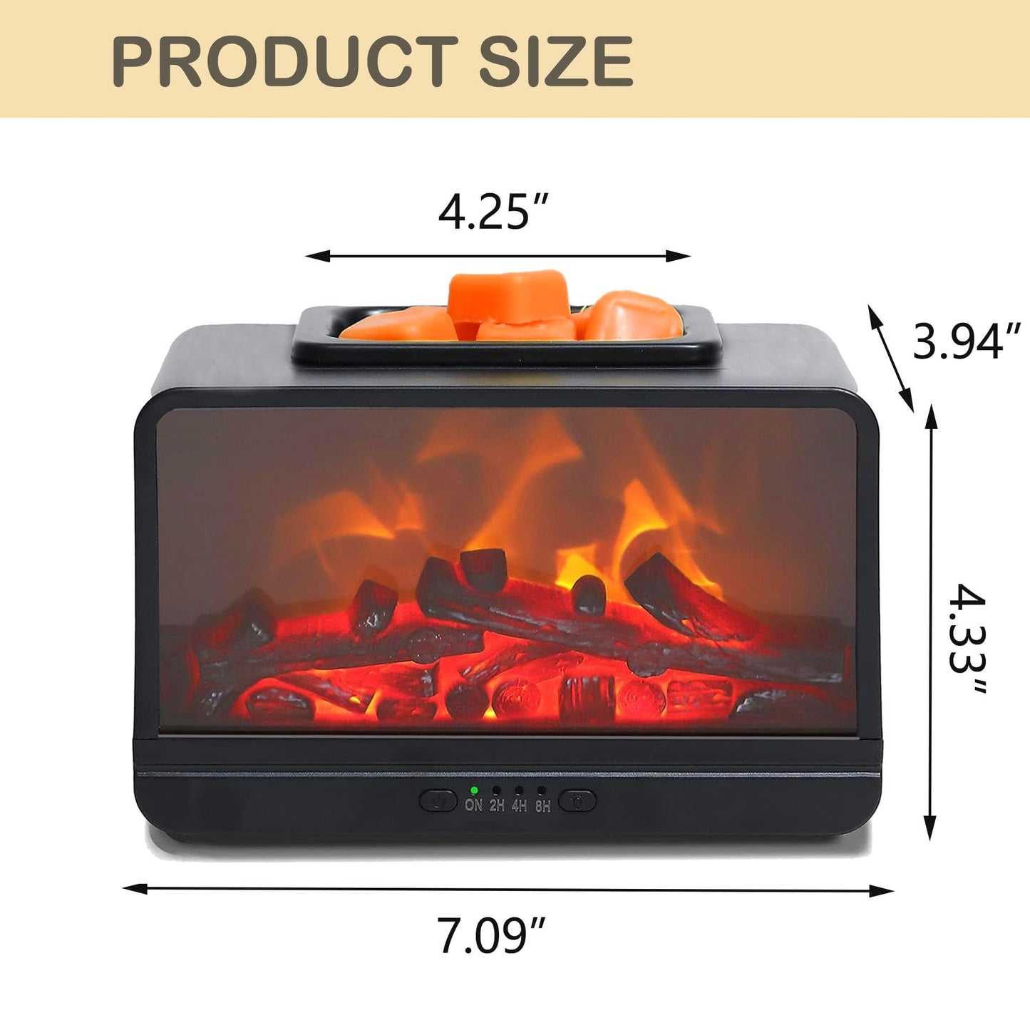 HOEUMFFO Freestanding Fireplace Wax Warmer, Electric Wax Melt Warmer with Timer, Small Tabletop Fireplace for Holiday, Cute Wax Warmer for Scented Wax, PTC Heating Plate (Black)