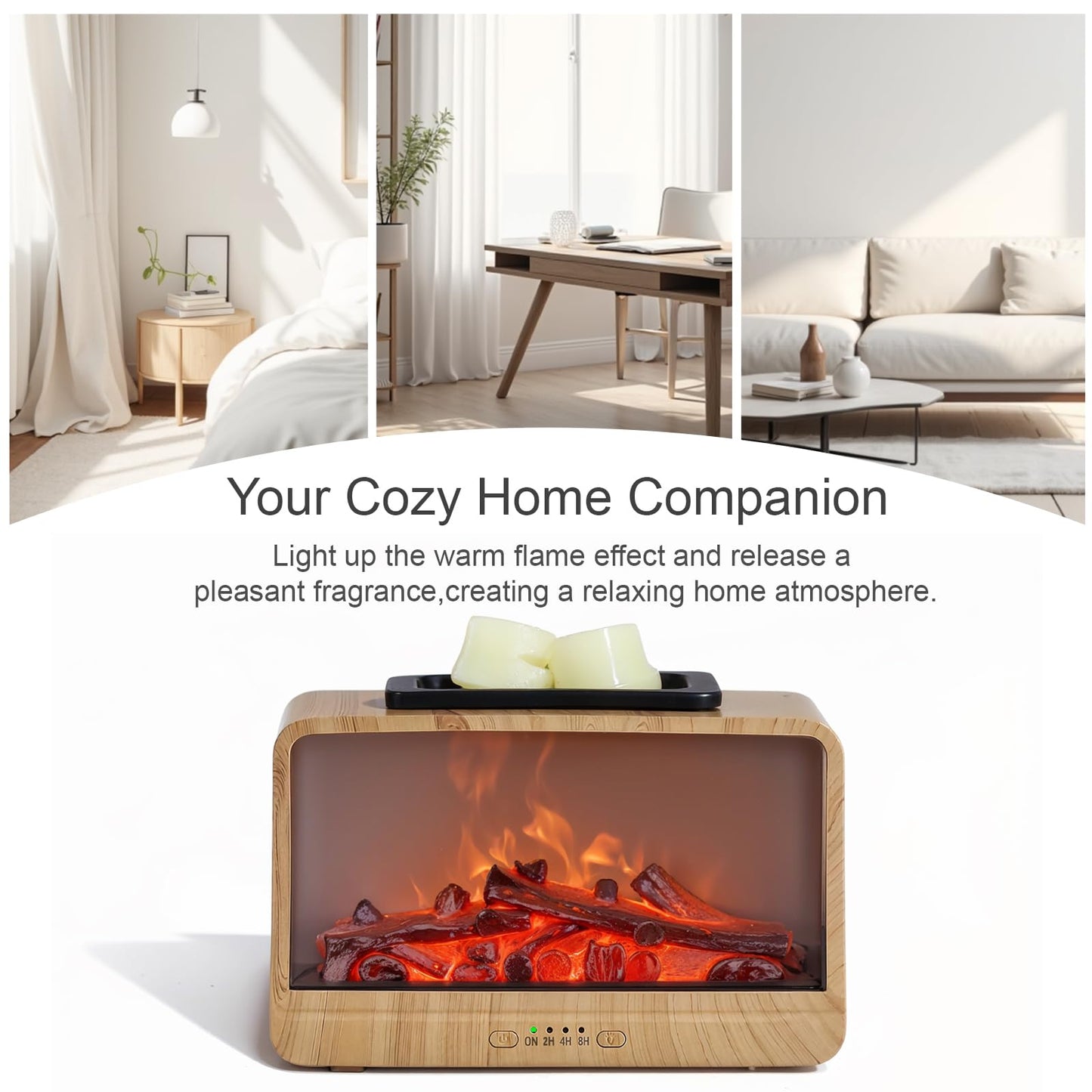 MeplLivs Wax Warmer Dynamic Flame Fireplace Electric Wax Melt Warmer PTC Heating Plate Monochromatic Wax Burner Fragrance Wax Warmer for Home Office Gifts