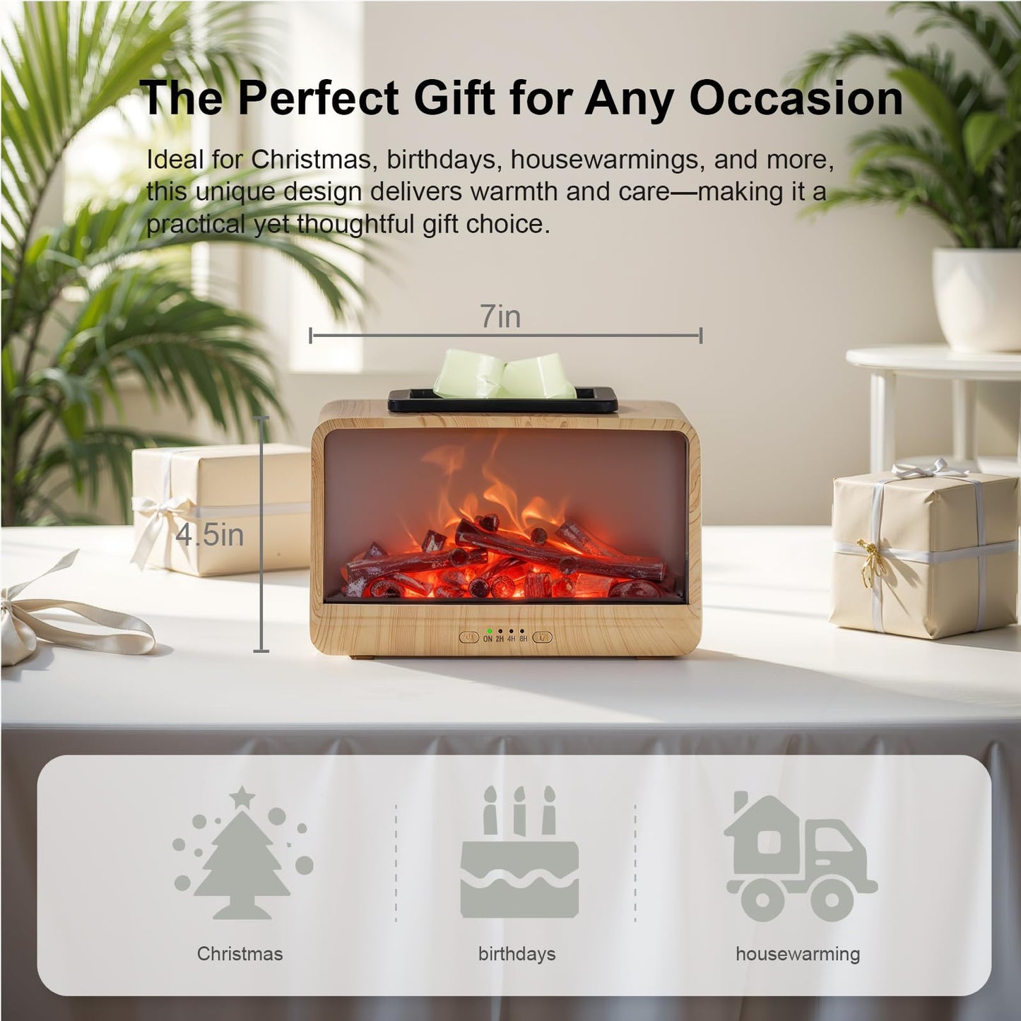 MeplLivs Wax Warmer Dynamic Flame Fireplace Electric Wax Melt Warmer PTC Heating Plate Monochromatic Wax Burner Fragrance Wax Warmer for Home Office Gifts