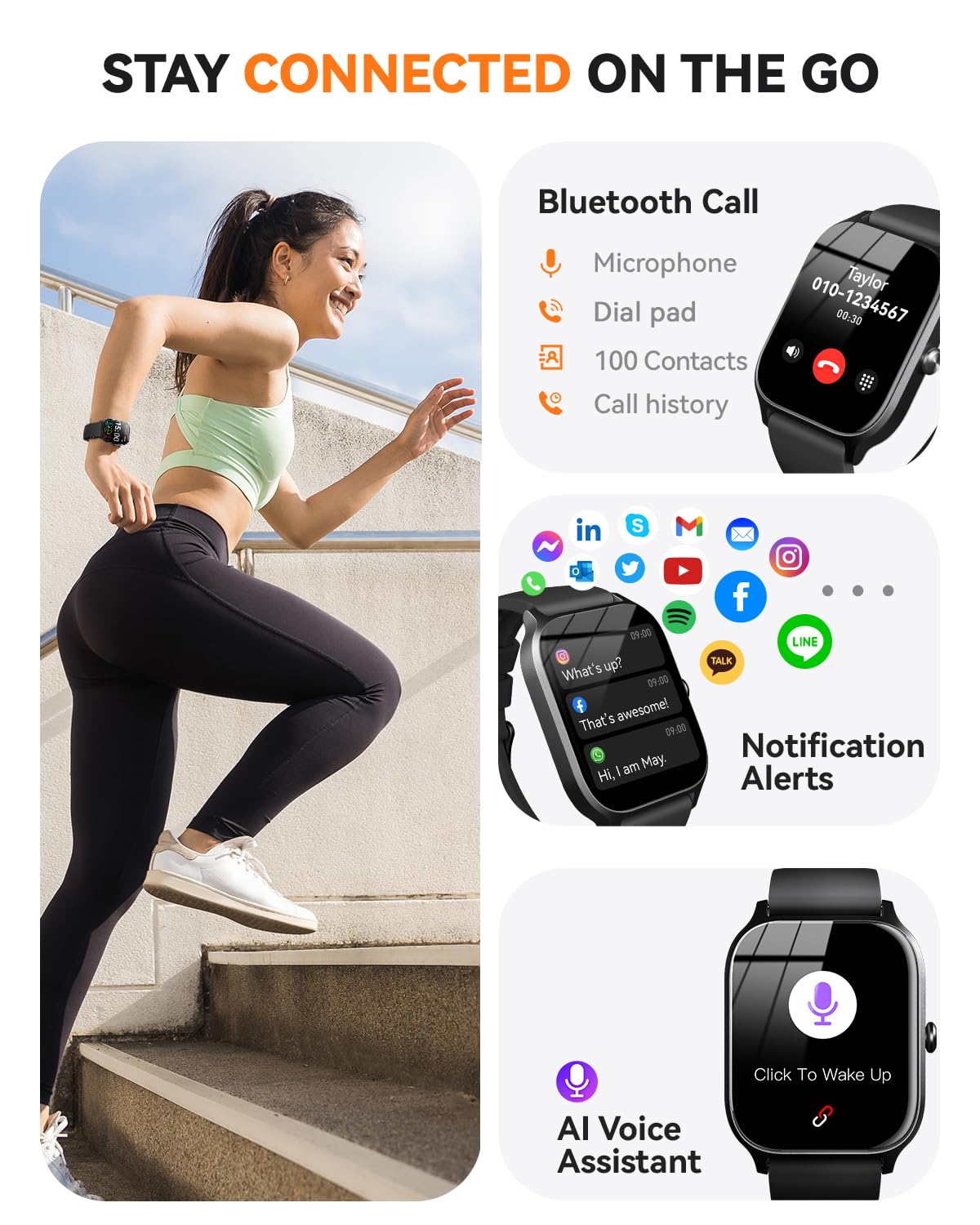 paybay Smart Watch for Women Men,(Answer/Make Call) 1.83'' HD Screen Fitness Activity Tracker Smartwatch for Android iPhone iOS Compatible,IP68 Waterproof Step Counter with Sleep Monitor