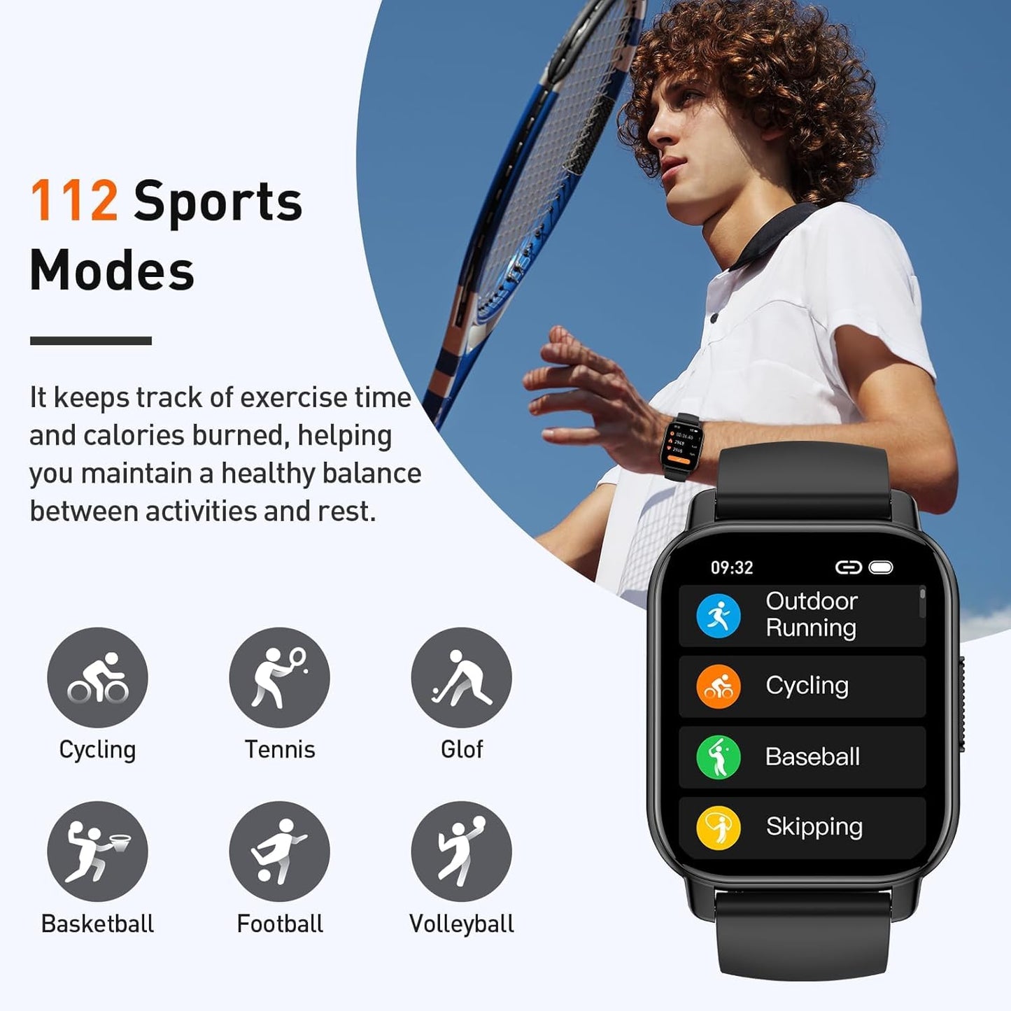 2025 Smart Watch for Men Women, 1.85" HD Touchscreen Fitness Tracker with Bluetooth Calling, Fitness Watch with 110+ Sports Modes/Heart Rate/Sleep Monitor, IP68 Waterproof Smartwatch for Android iOS
