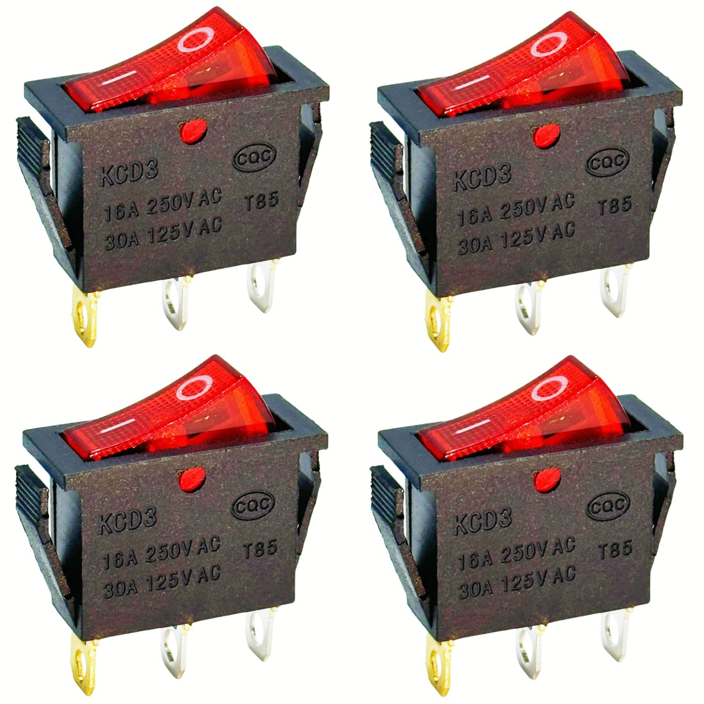 120927-24 120 Volt Lighted On Off Rocker Switch with 3 Prong Plug Replacement for FMI Desa Electric Fireplaces 28785 29-159-1 DRH-1215 1E4 T125 DRH1215 1E4T125 (4-Pack)