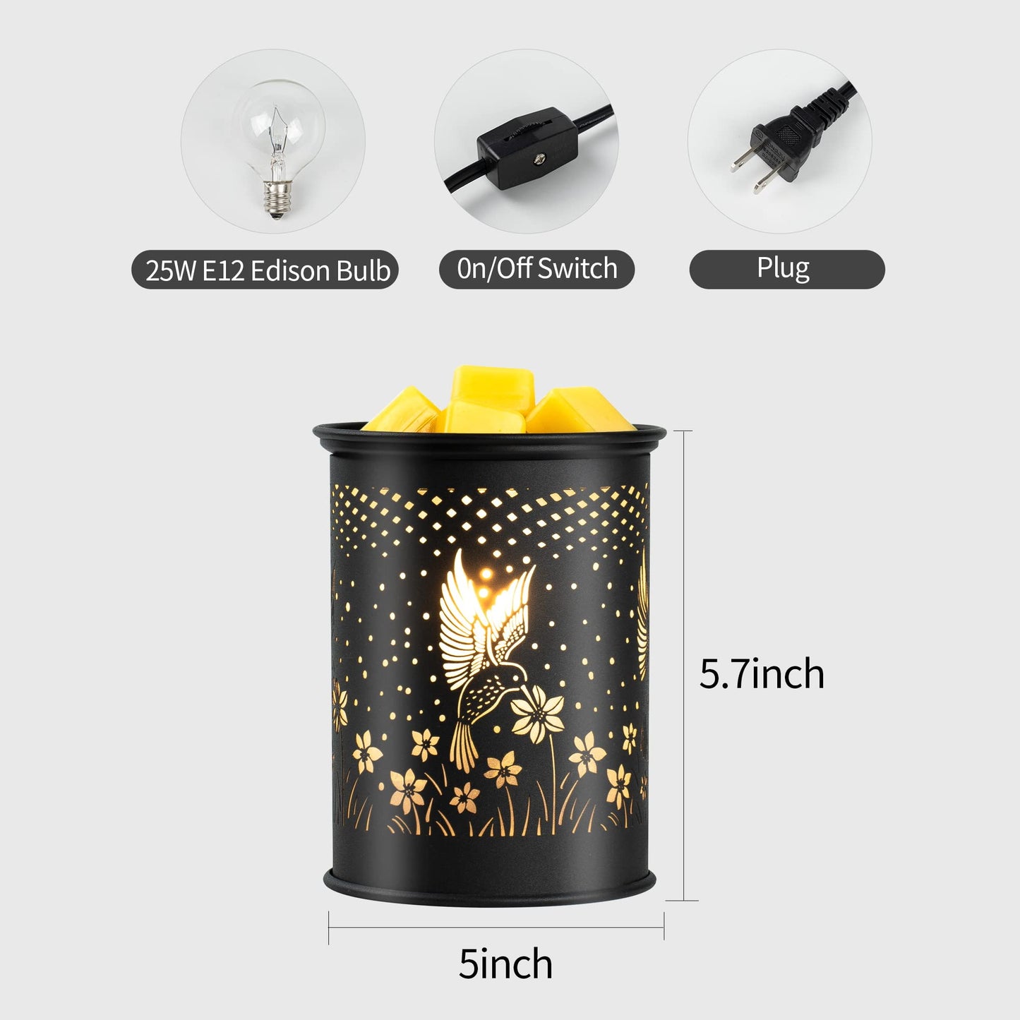 mocosa Wax Melt Warmer,Candle Wax Warmer for Scented Wax,Metal Electric Wax Melter for Home Office Bedroom Gift & Decor and Gifts for Mom Grandma Women(Hummingbird)