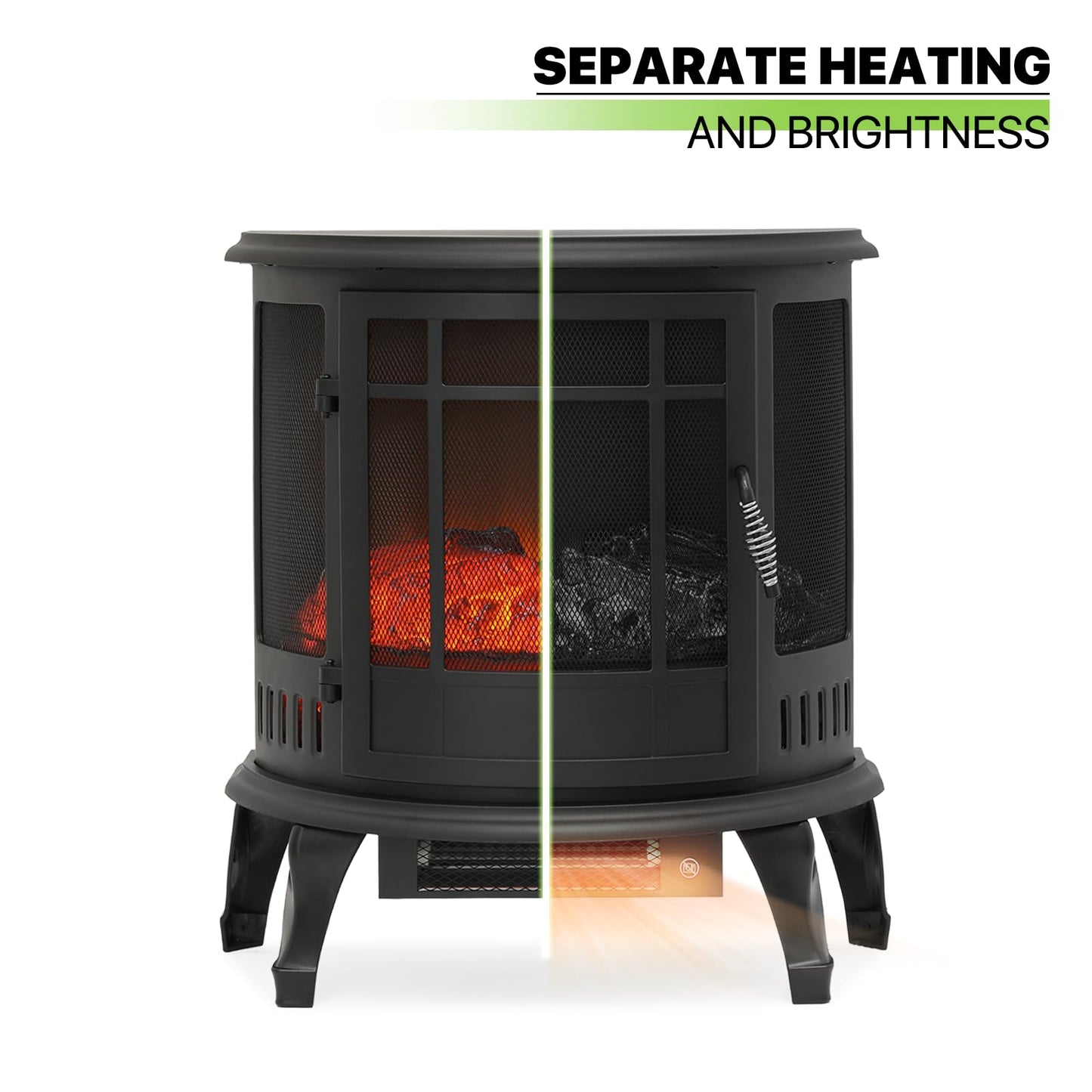 Magshion 22" Freestanding Electric Fireplace Heater, 1400W Stove Heater with Adjustable Brightness Realistic Flames, Overheat Protection Indoor Electric Fire Place (22" x 12" x 25")