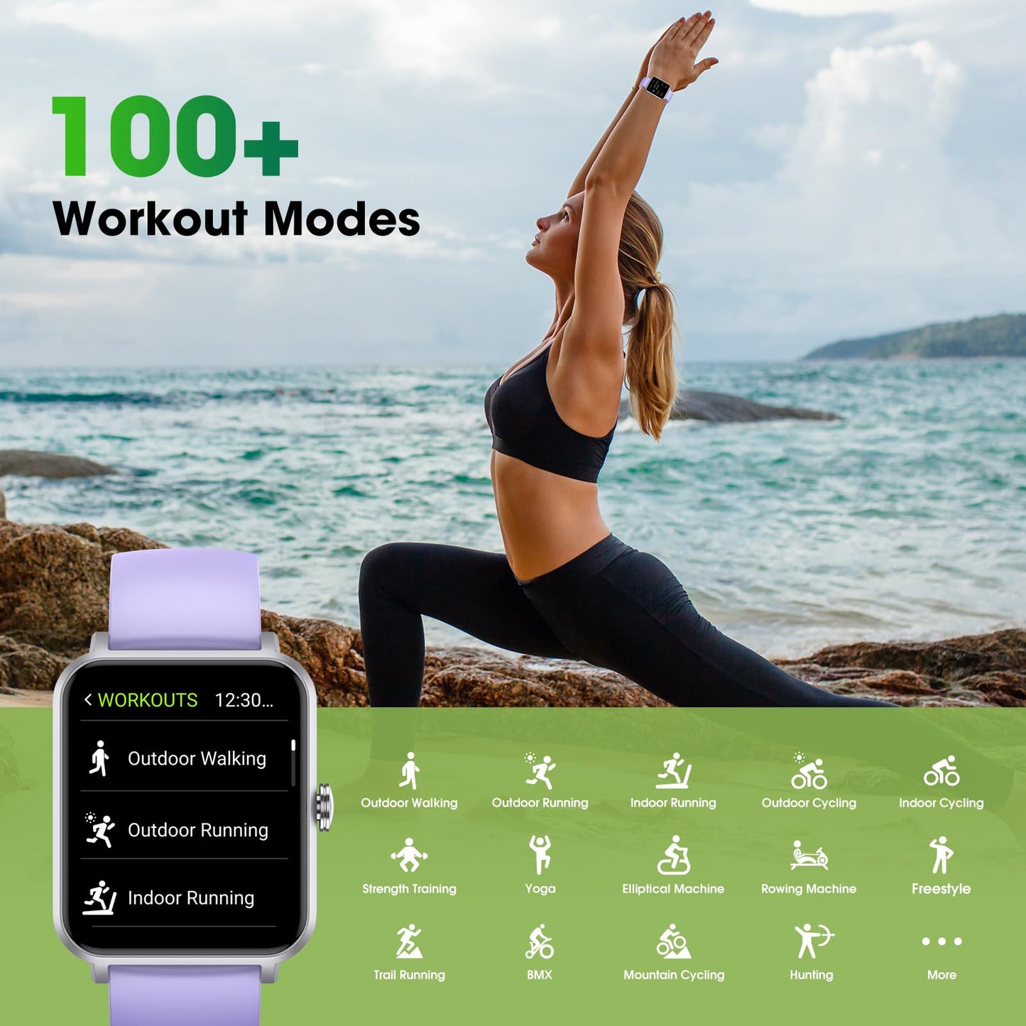 Smart Watch (Answer/Make Call) for Women Men, Fitness Tracker with Heart Rate, Blood Oxygen, Sleep Tracker, IP68 Waterproof Fitness Watch Step Calorie Counter Pedometer Compatible iPhone & Android