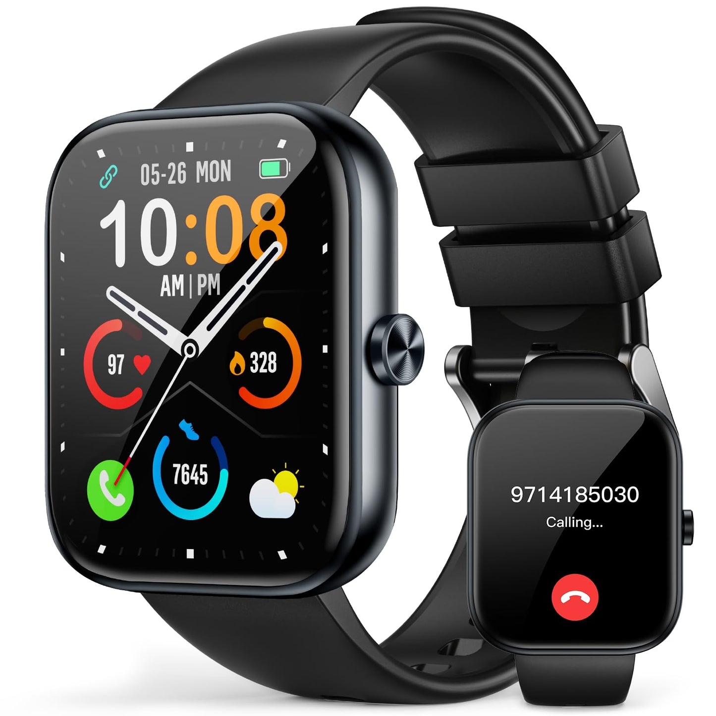 Smartwatch for Men Women(Answer/Make Call), 1.83" HD Touch Screen Smartwatch with Heart Rate/Sleep/Spo2 Monitor, Pedometer, IP68 Waterproof, 110+ Sport Modes, Fitness Tracker for Android iOS, Black