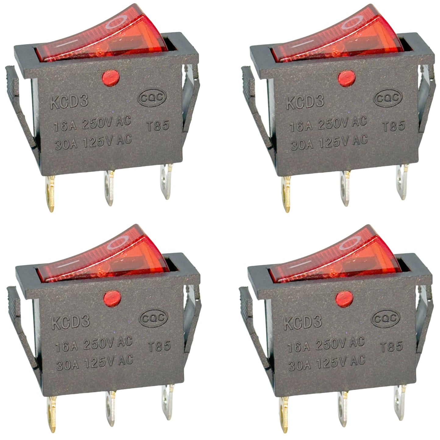 120927-24 120 Volt Lighted On Off Rocker Switch with 3 Prong Plug Replacement for FMI Desa Electric Fireplaces 28785 29-159-1 DRH-1215 1E4 T125 DRH1215 1E4T125 (4-Pack)