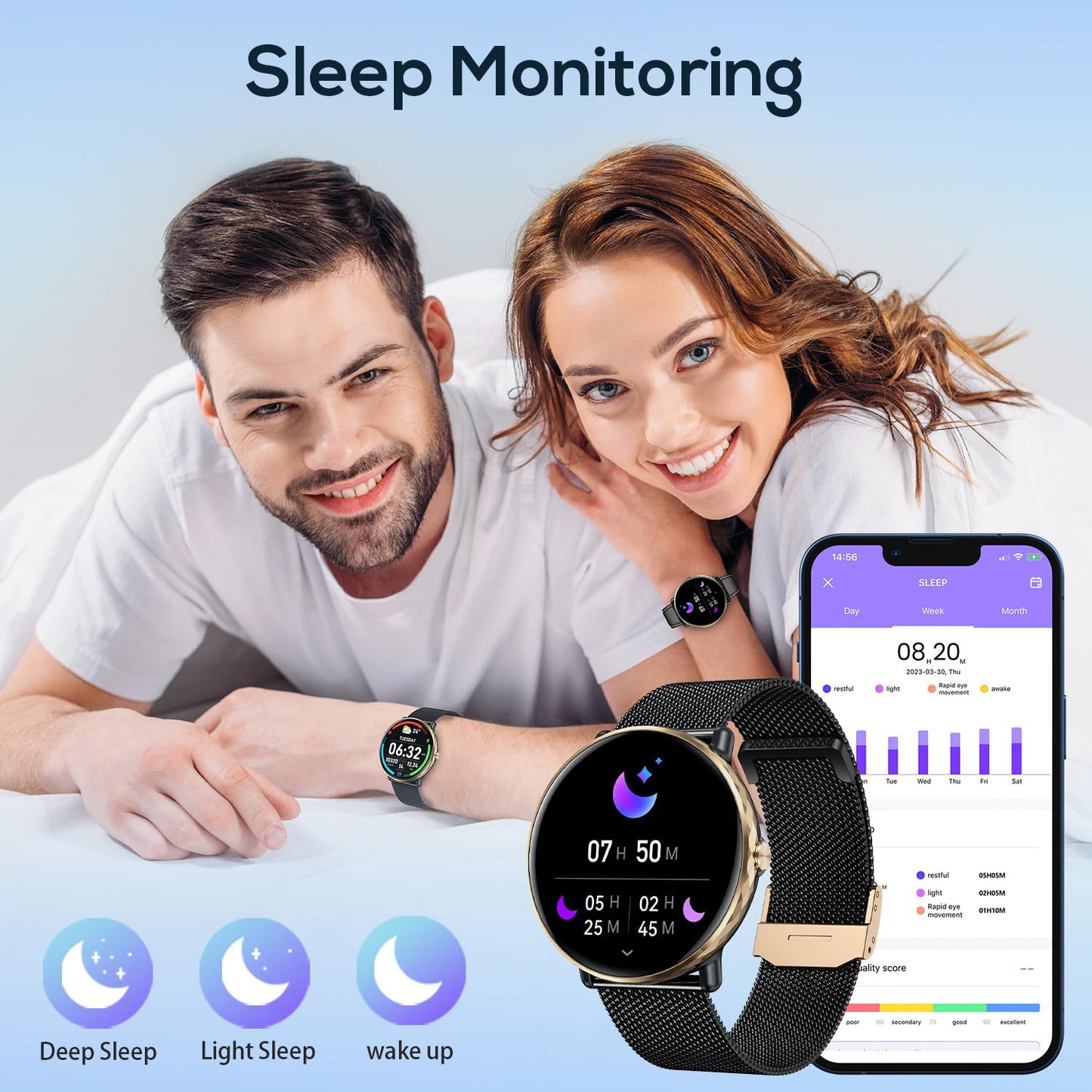 Smart Watches for Men Women Android iOS Phones: Smart Watch for Men Fitness Tracker with 1.43" AMOLED Smart Watches for Women Touchscreen Waterproof Blood Pressure Heart Rate Step Sport Pedometer