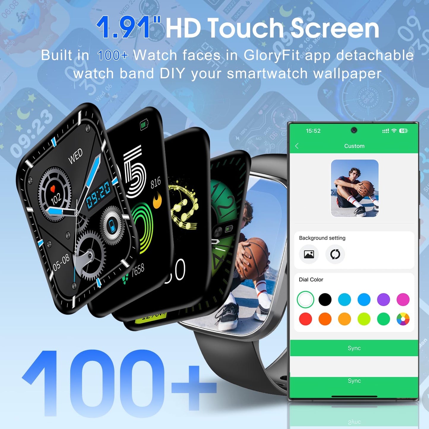 Csasan Smart Watch, 1.91" HD Screen Smartwatch for Men Women(Answer/Make Call), Fitness Watch with Heart Rate/Sleep Monitor/Steps Monitor, 110+ Sports Modes, IP68 Waterproof Activity Trackers, Black
