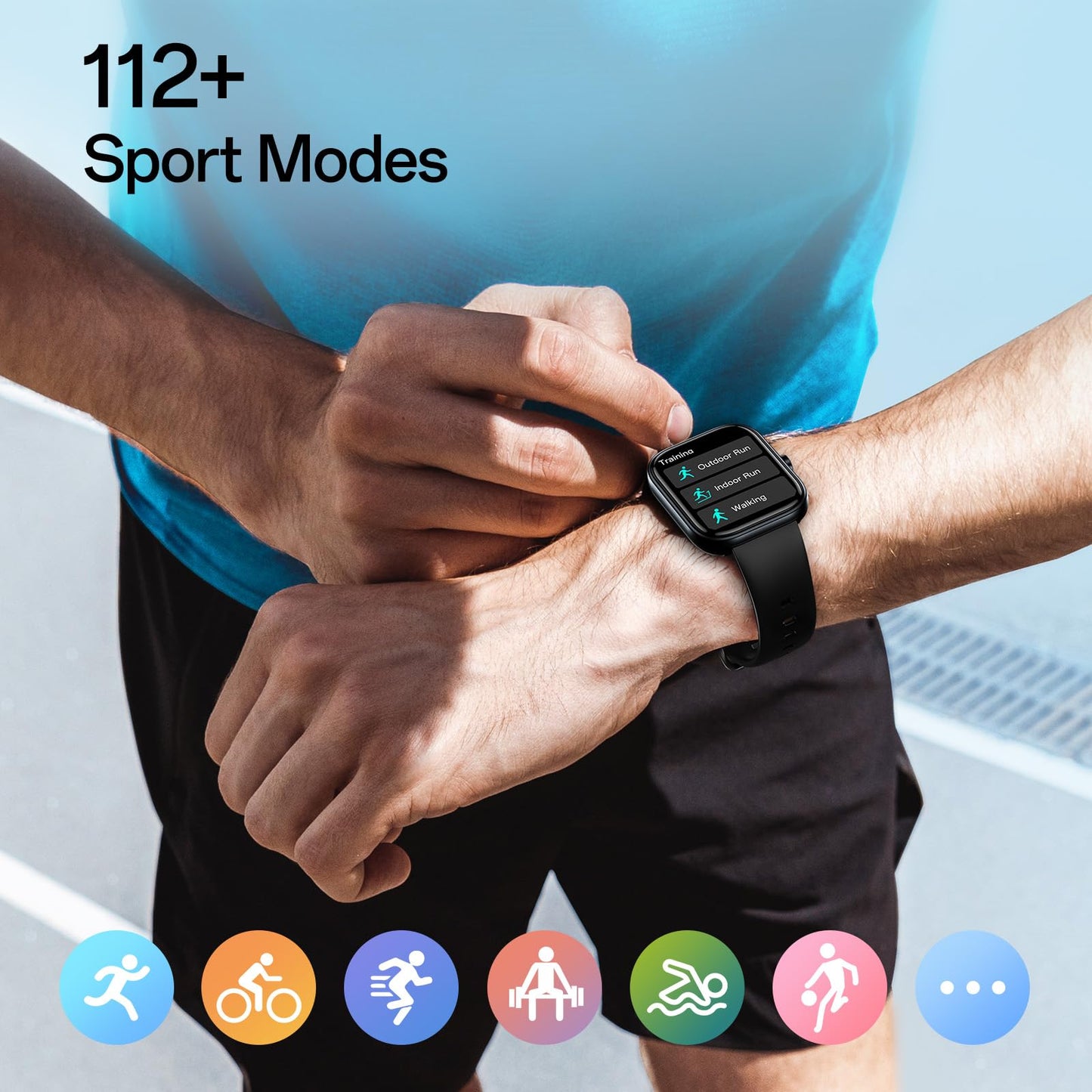 Smartwatch for Men Women(Answer/Make Call), 1.83" HD Touch Screen Smartwatch with Heart Rate/Sleep/Spo2 Monitor, Pedometer, IP68 Waterproof, 110+ Sport Modes, Fitness Tracker for Android iOS, Black