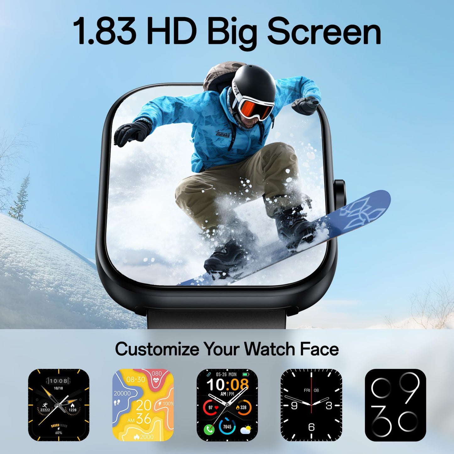 Smartwatch for Men Women(Answer/Make Call), 1.83" HD Touch Screen Smartwatch with Heart Rate/Sleep/Spo2 Monitor, Pedometer, IP68 Waterproof, 110+ Sport Modes, Fitness Tracker for Android iOS, Black