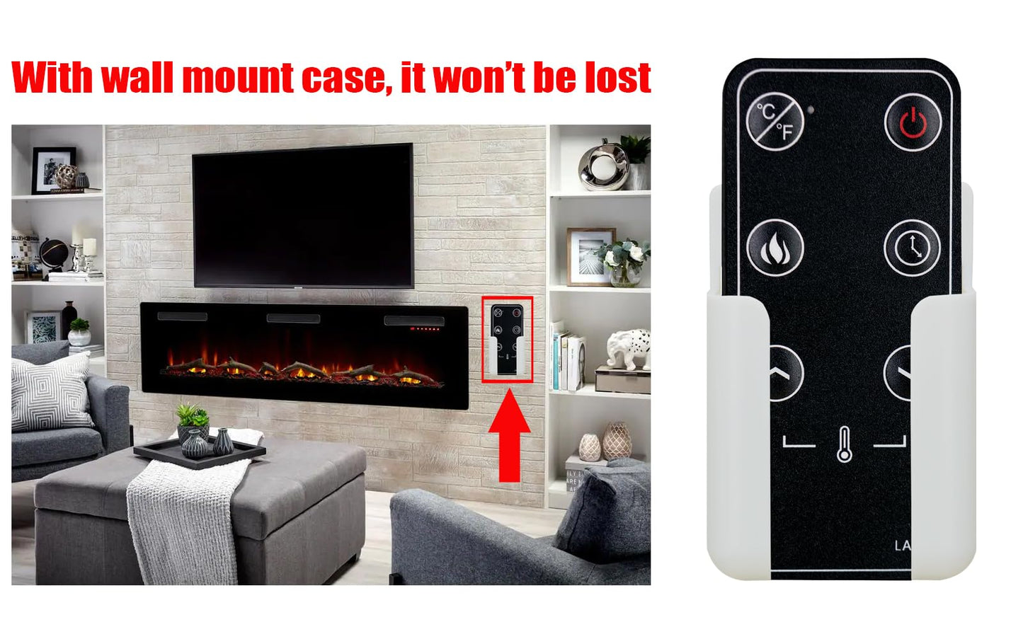 Replacement Remote Control for Covenant Electric Fireplace LFP-Remote Control,with Wall Mounting Bracket