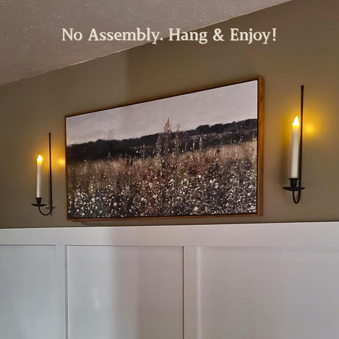 Wall Candle Holder Set of 2, Stylish Black Metal Wall Mount Candle Sconces, Modern Wall Decoration for Living Room, Farmhouse, Fireplace, and Weddings