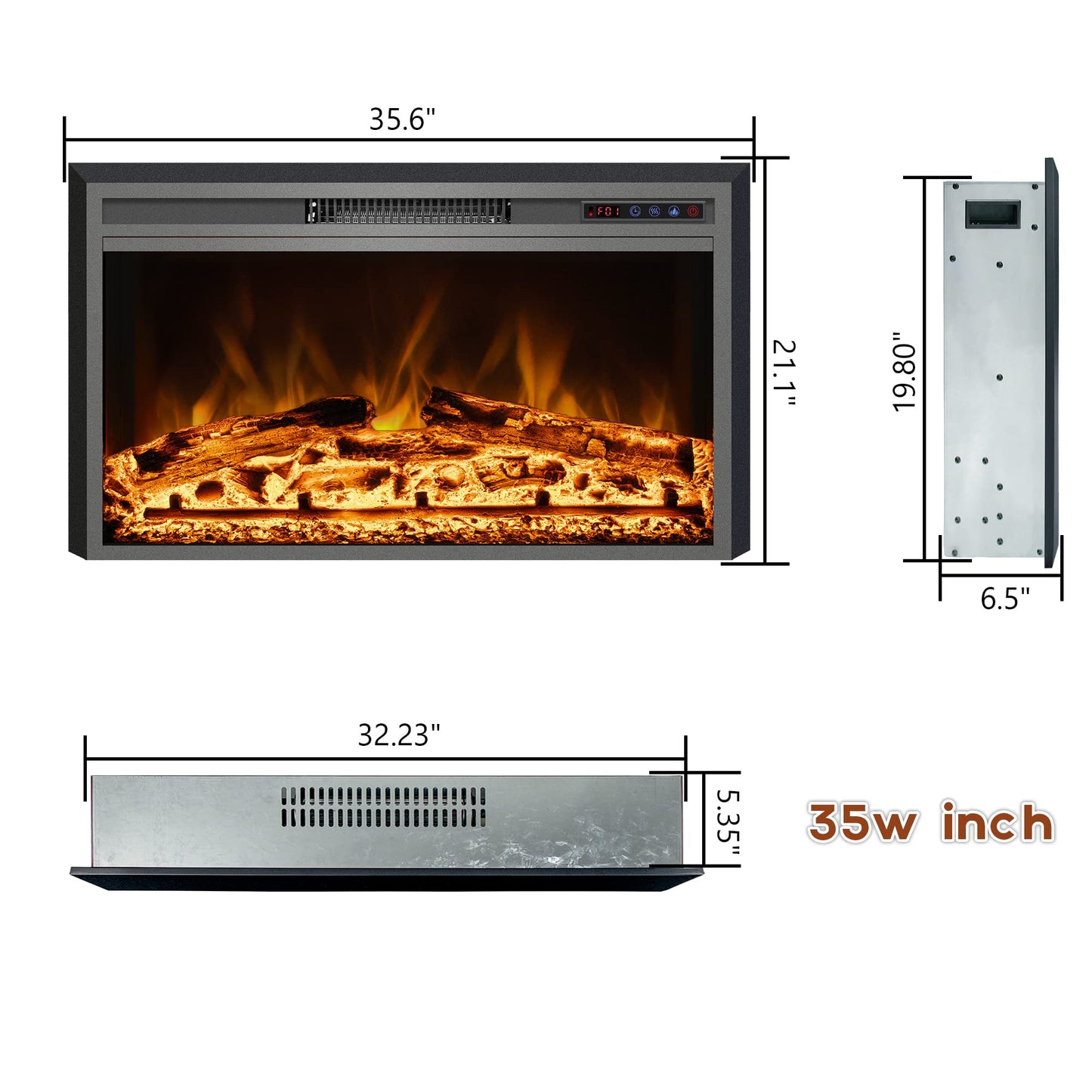 Kentsky Trim Kit for 35.6" W x 27.5" H Electric Fireplace Inserts