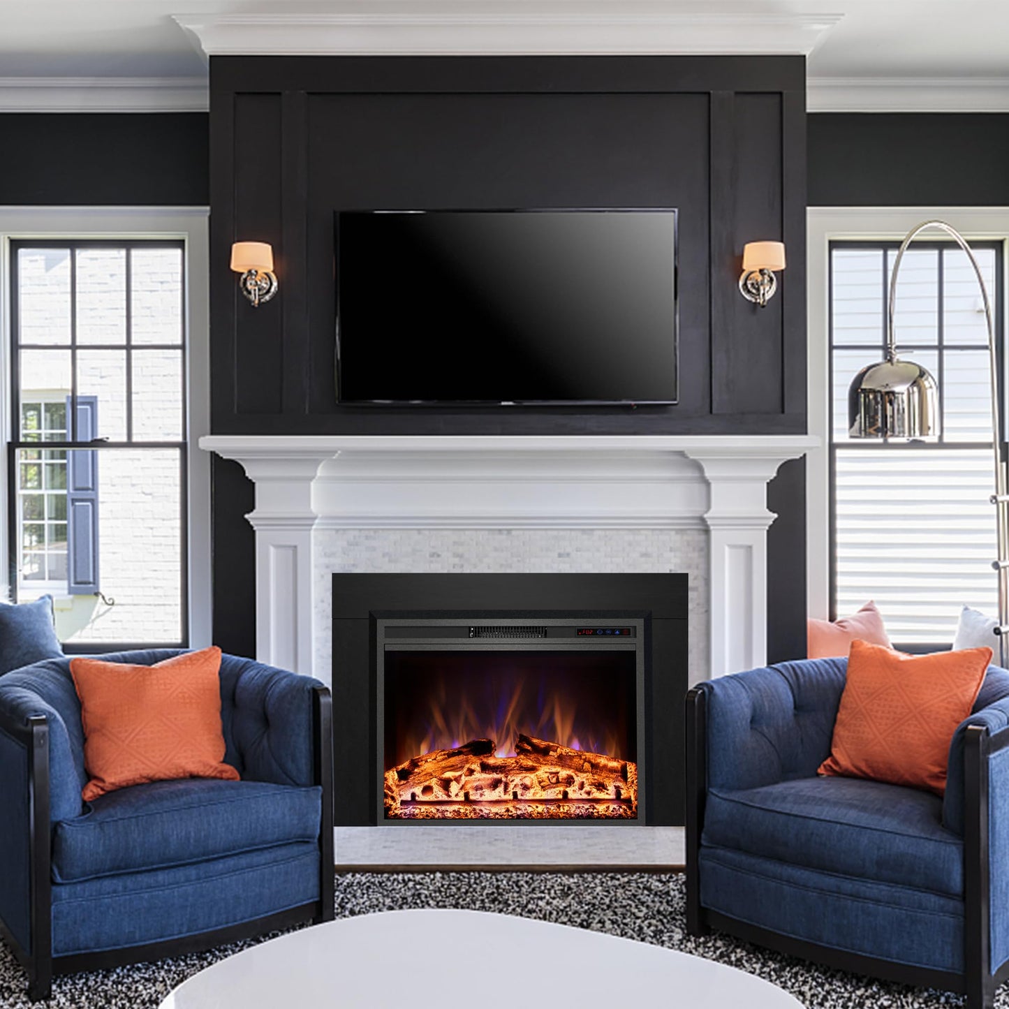 Kentsky Trim Kit for 35.6" W x 27.5" H Electric Fireplace Inserts