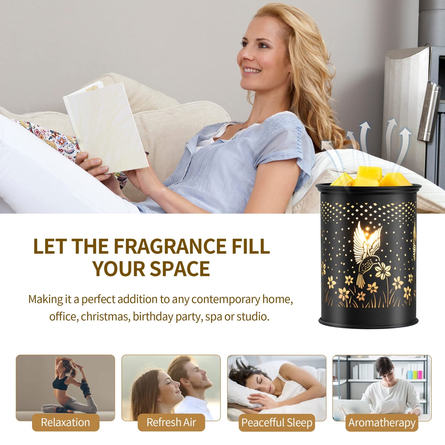 mocosa Wax Melt Warmer,Candle Wax Warmer for Scented Wax,Metal Electric Wax Melter for Home Office Bedroom Gift & Decor and Gifts for Mom Grandma Women(Hummingbird)