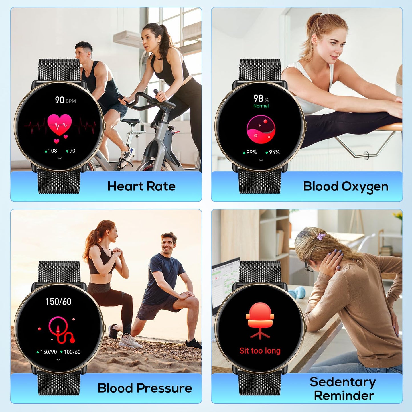 Smart Watches for Men Women Android iOS Phones: Smart Watch for Men Fitness Tracker with 1.43" AMOLED Smart Watches for Women Touchscreen Waterproof Blood Pressure Heart Rate Step Sport Pedometer