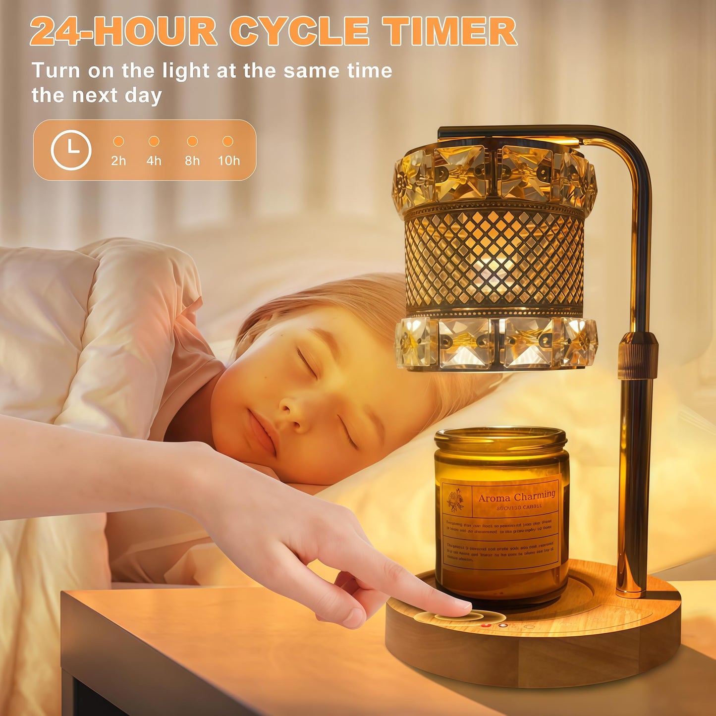 JOYARR Touch Control Candle Warmer Lamp Set of 2, Height Adjustable Electric Wax Melt Dimmable for Jar Candles with 2 Bulbs Timer, Gifts for Mom Christmas House Warming Living Room Bedroom Home Decor