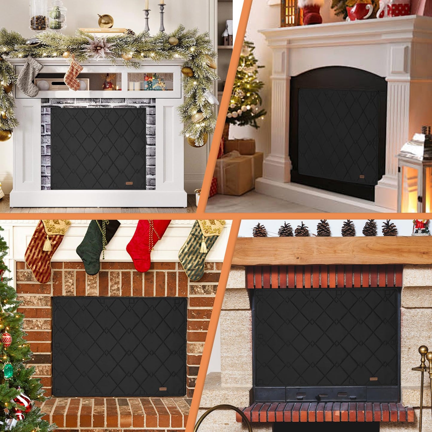 Magnetic Fireplace Cover for Winter, Insulation Fireplace Blanket for Heat Loss with 10 Magnets, Magnetic Fireplace Draft Stopper for Iron Fireplace Frames and Screens, 38" x 26"(Inner Size 34"x22")